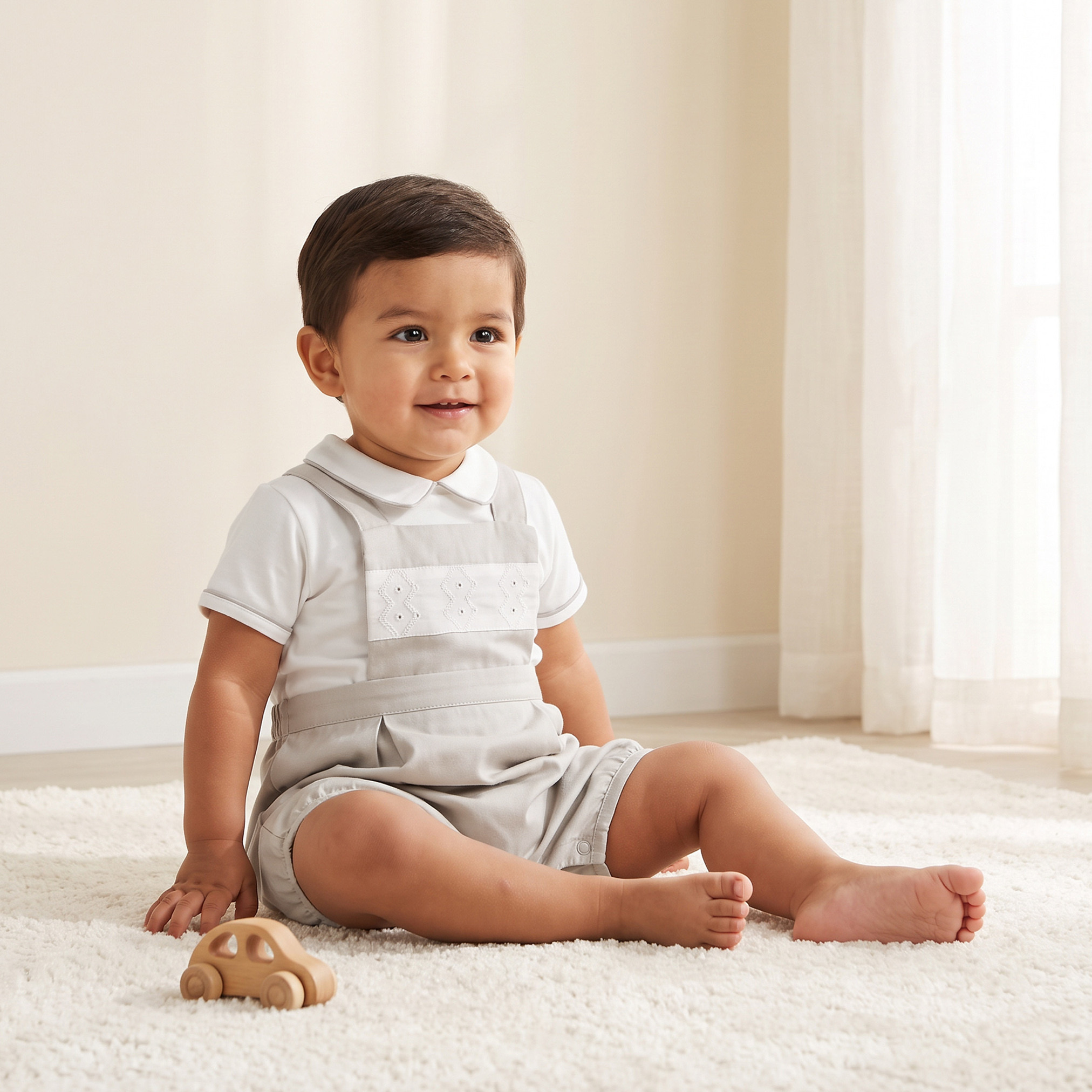 طقم تيشيرت بأكمام قصيرة وياقة بيتر بان وبنطلون دنغري مع تطريز من جيجلز-baby-boys-clothing-setsandcoords-image-8