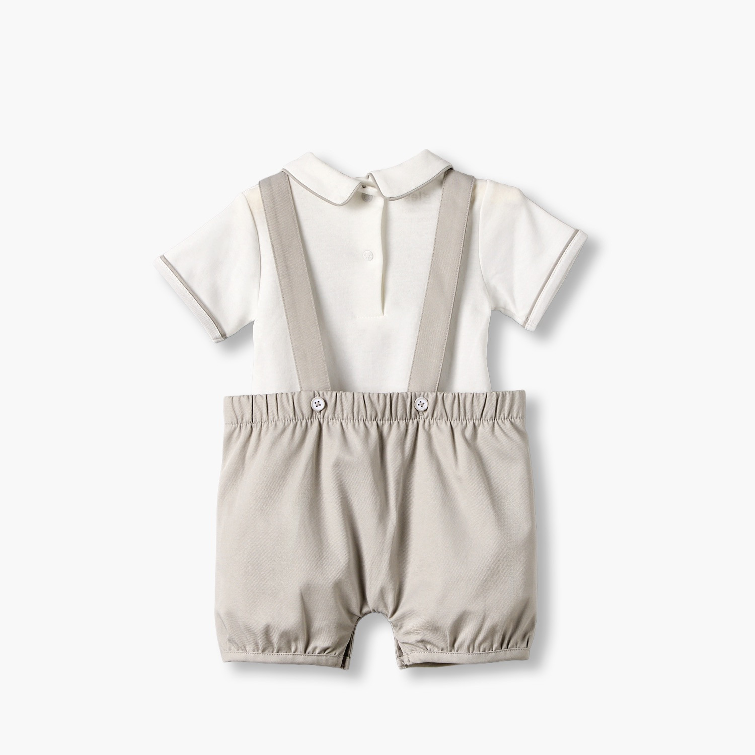 Giggles Peter Pan Collar Short Sleeves T-shirt and Dungaree Set with Embroidery-baby-boys-clothing-setsandcoords-image-2