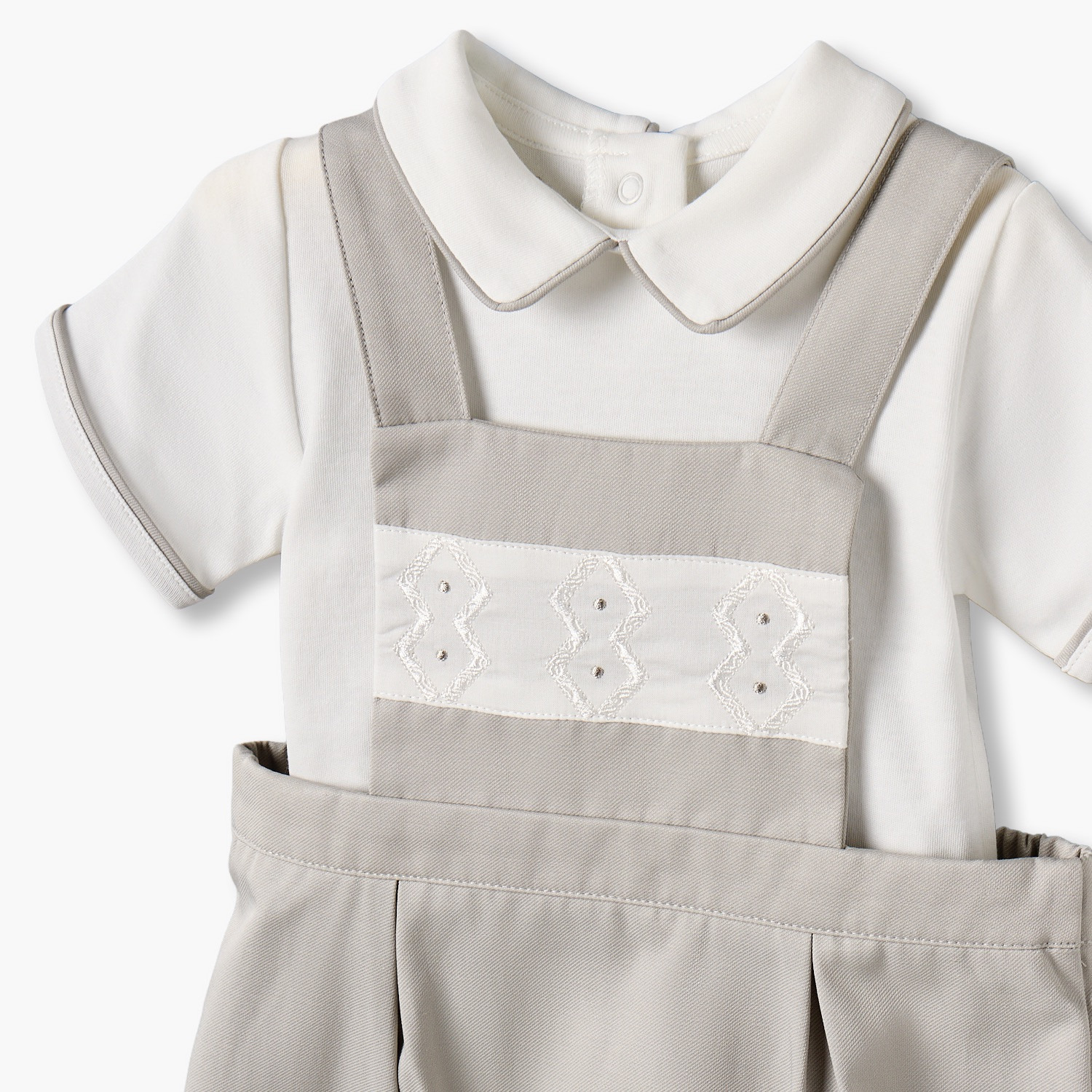 Giggles Peter Pan Collar Short Sleeves T-shirt and Dungaree Set with Embroidery-baby-boys-clothing-setsandcoords-image-5