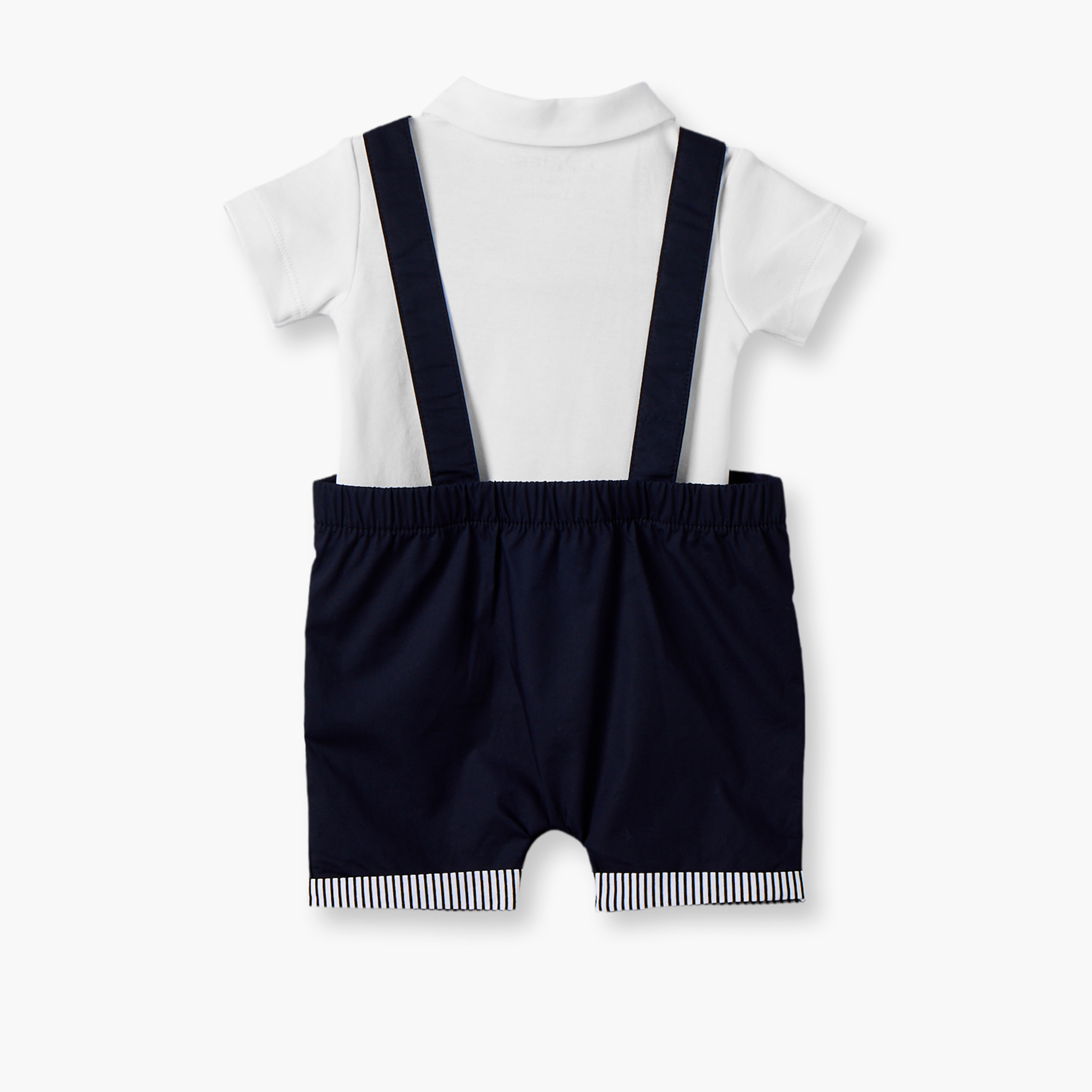Giggles Collared Short Sleeves T-shirt and Dungaree Set with Sailboat Embroidery-baby-boys-clothing-setsandcoords-image-2