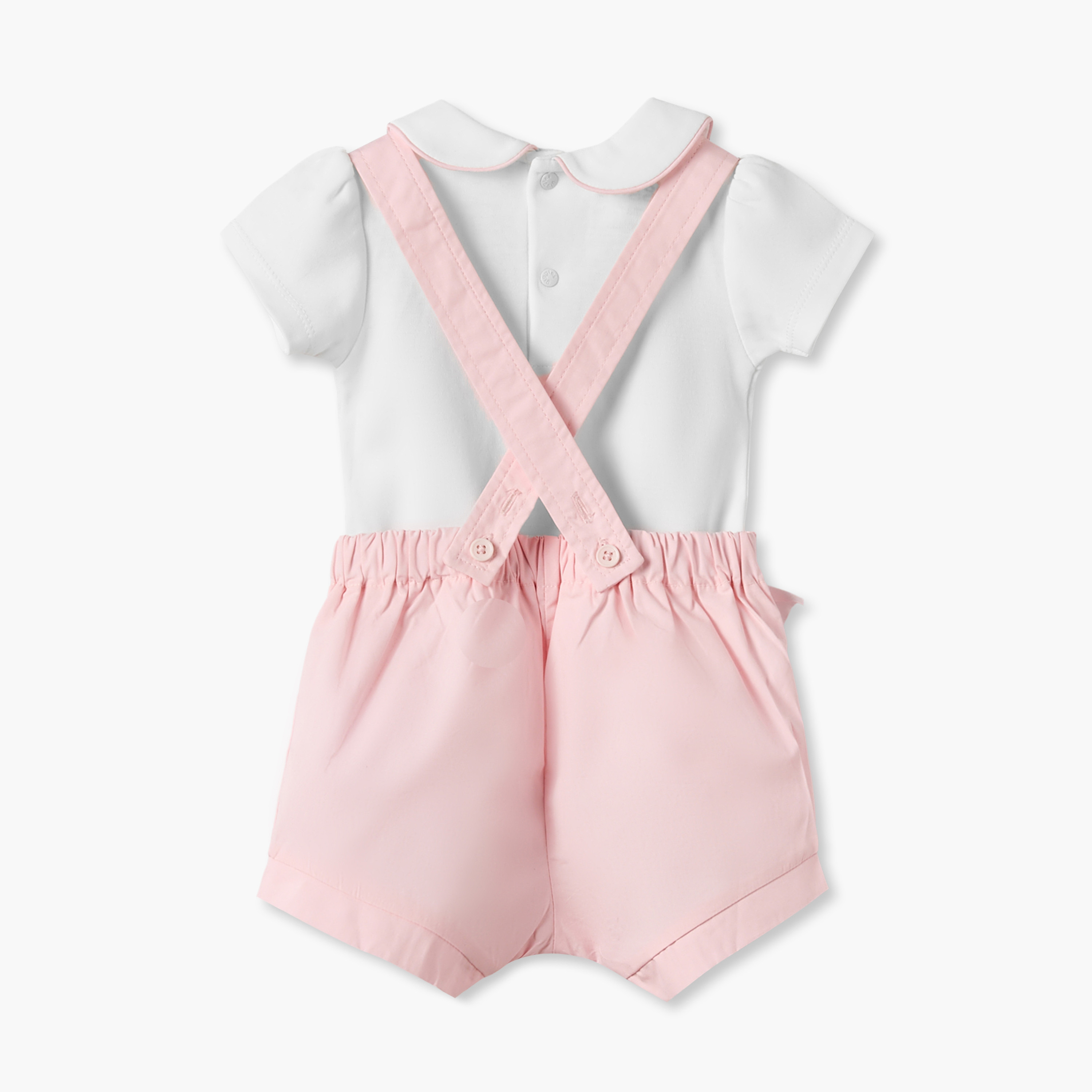 طقم بلوزة بأكمام قصيرة وياقة بيتر بان مع دنغري وتفاصيل دانتيل من جيجلز-baby-girls-clothing-setsandcoords-image-2