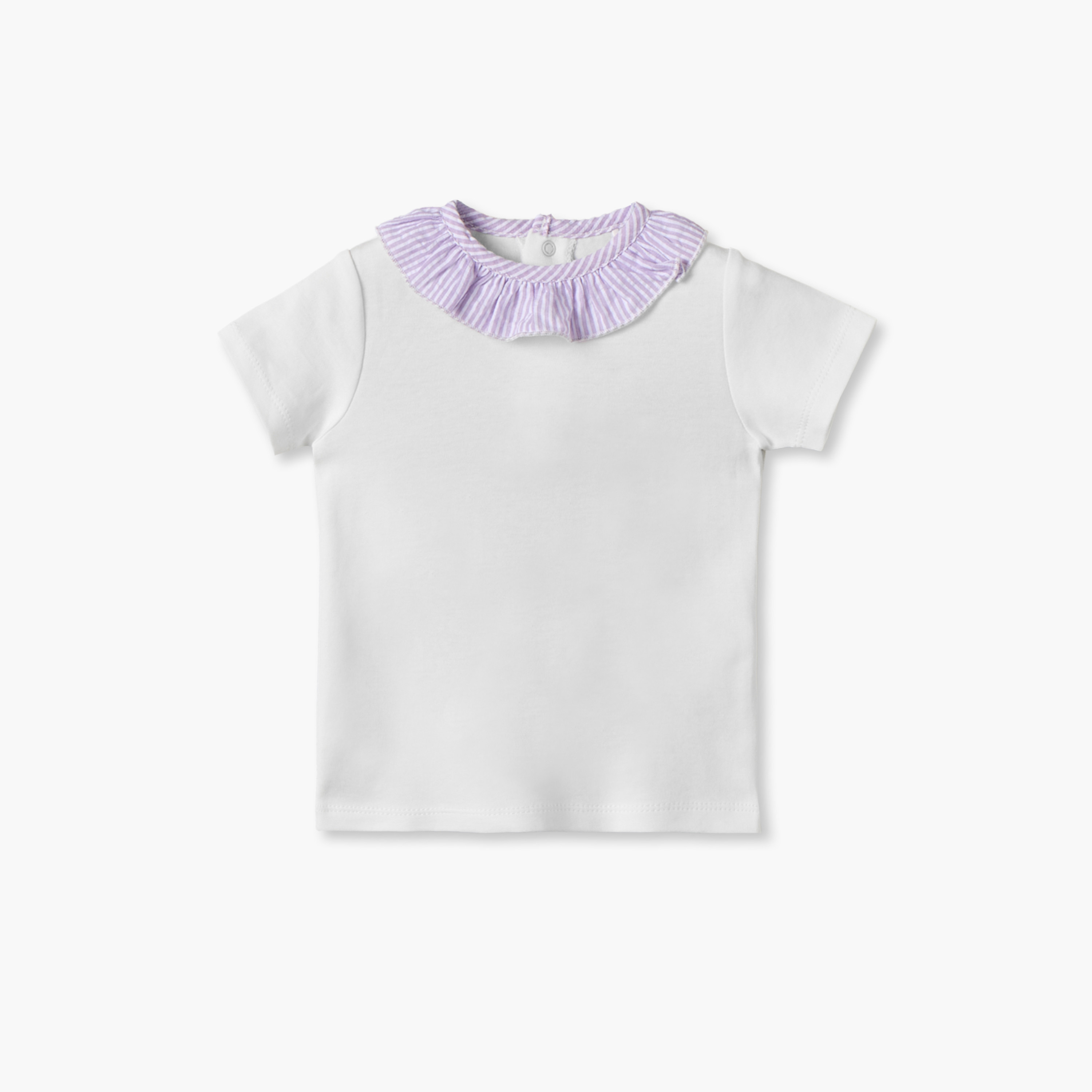 طقم بلوزة بأكمام قصيرة وياقة ضيقة مع دنغري مخطط من جيجلز-baby-girls-clothing-setsandcoords-image-3