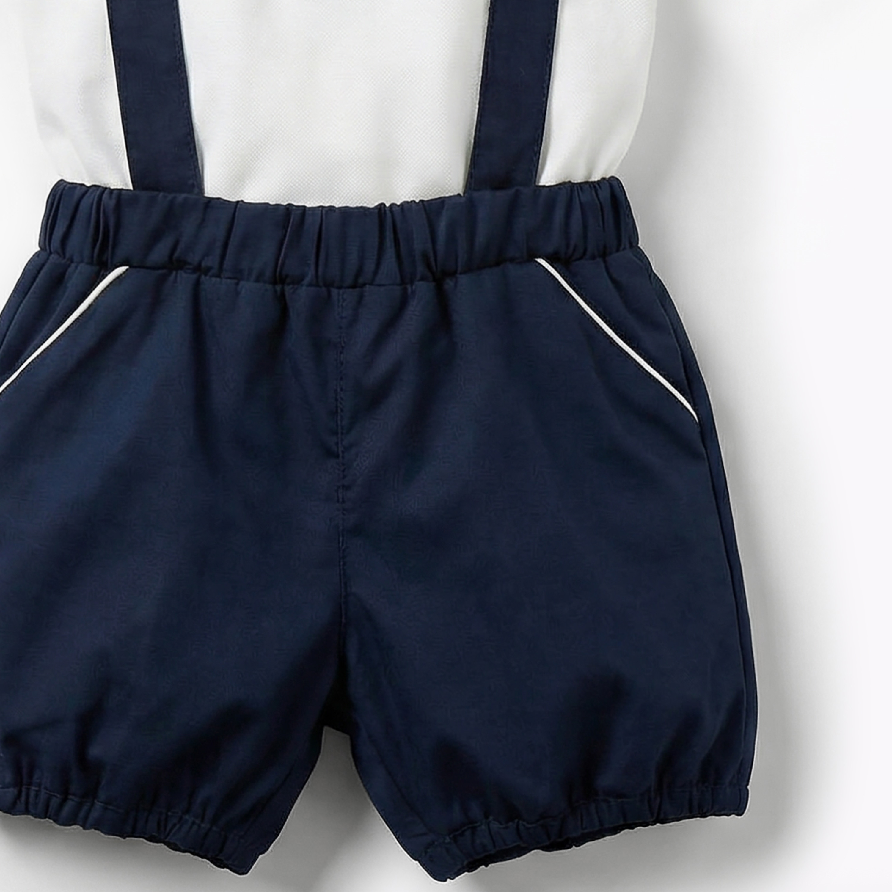 Giggles Collared Neck Short Sleeve T-shirt and Dungaree Set with Pockets-baby-boys-clothing-rompers-image-6
