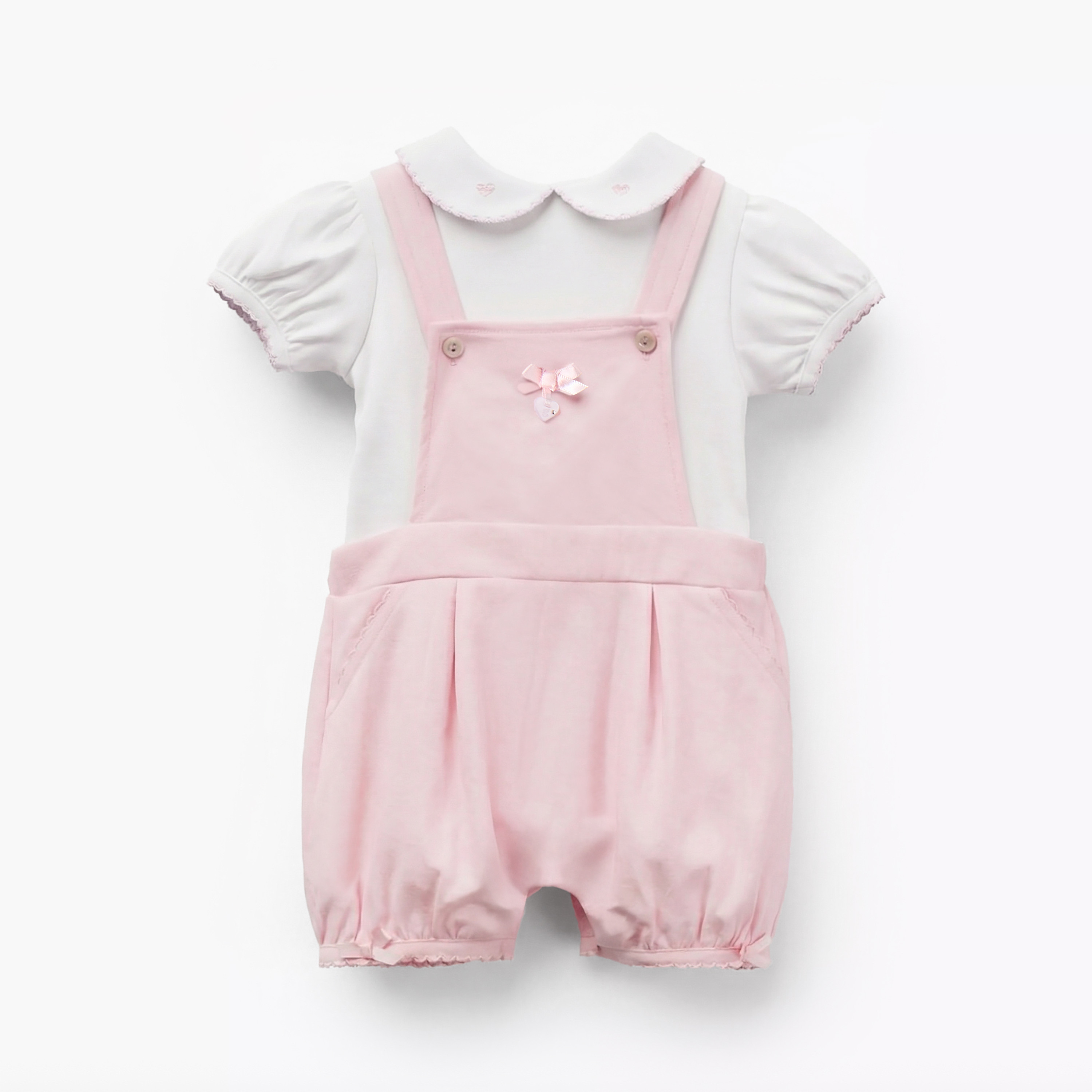 طقم دنغري مطرز وتيشيرت بياقة بيتر بان وأكمام قصيرة من جيجلز-baby-girls-clothing-rompers-image-5