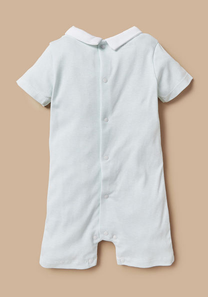 Giggles Textured Romper with Collar and Short Sleeves-Rompers%2C Dungarees and Jumpsuits-image-2
