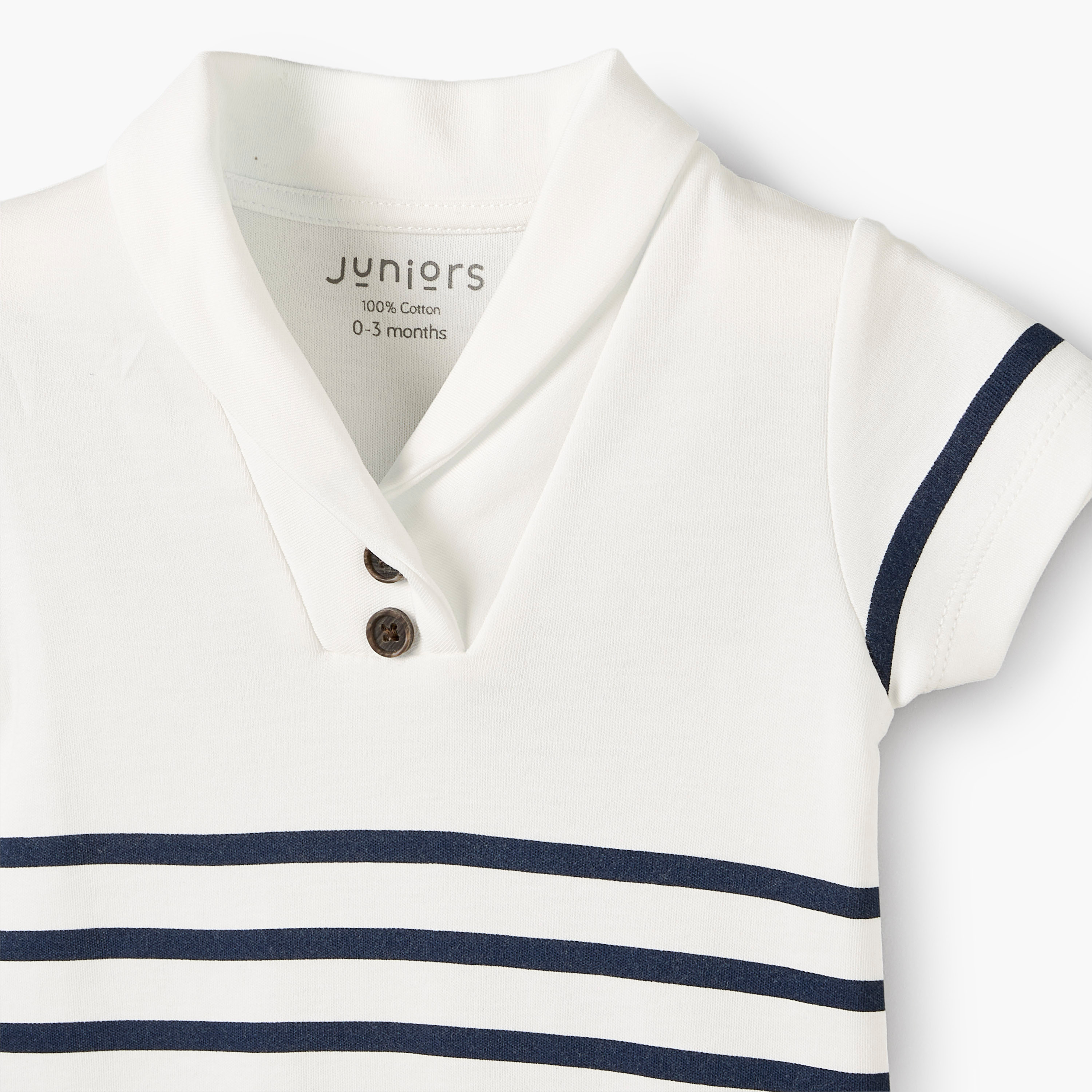 Giggles Collared Short Sleeves Romper with Striped Design-baby-boys-clothing-rompers-image-5