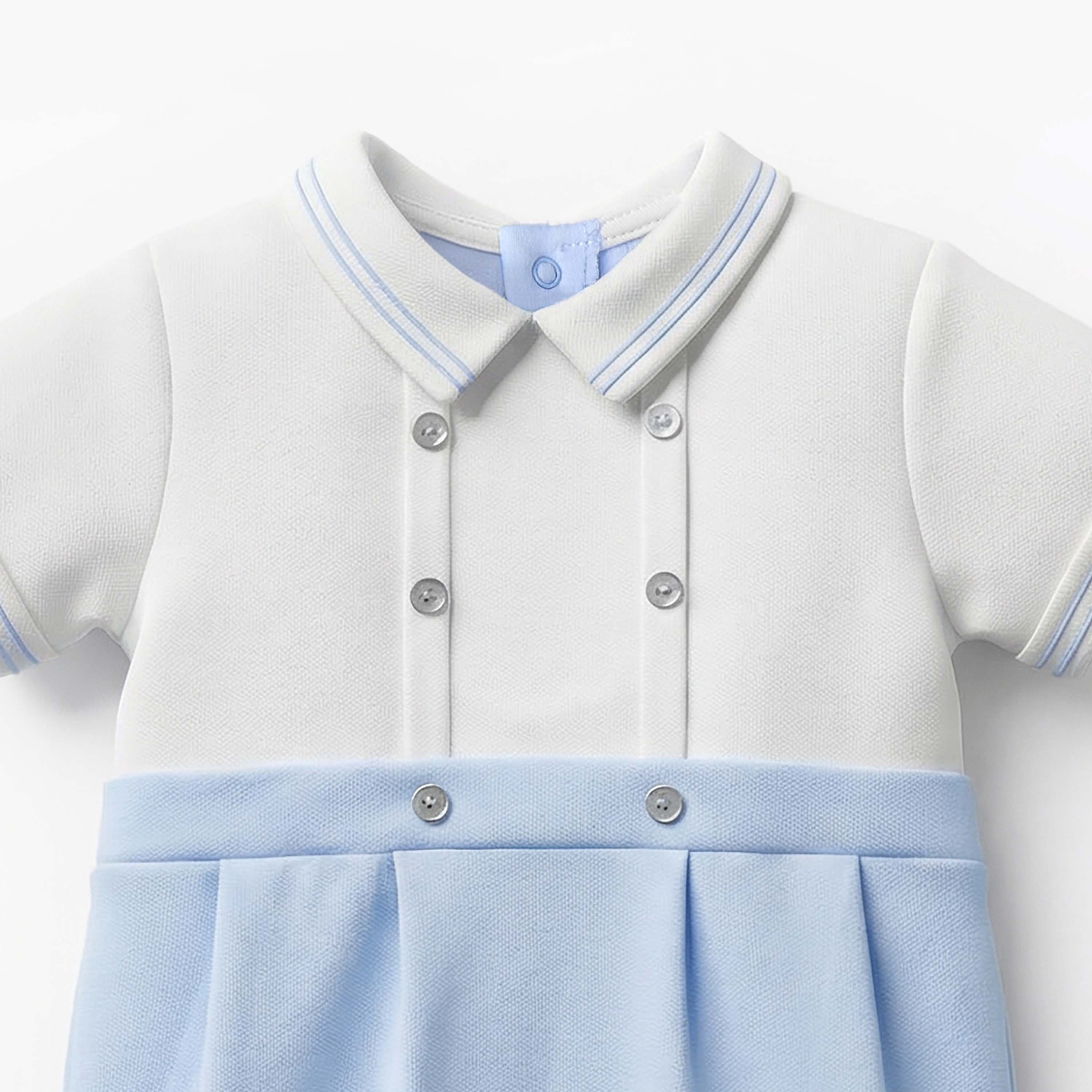 Giggles Peter Pan Collar Short Sleeves Romper with Button Detail-baby-boys-clothing-rompers-image-4