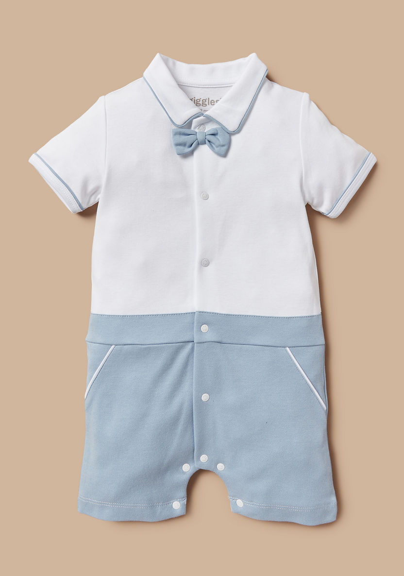 Giggles Bow Accent Romper with Button Closure-Rompers, Dungarees & Jumpsuits-image-0