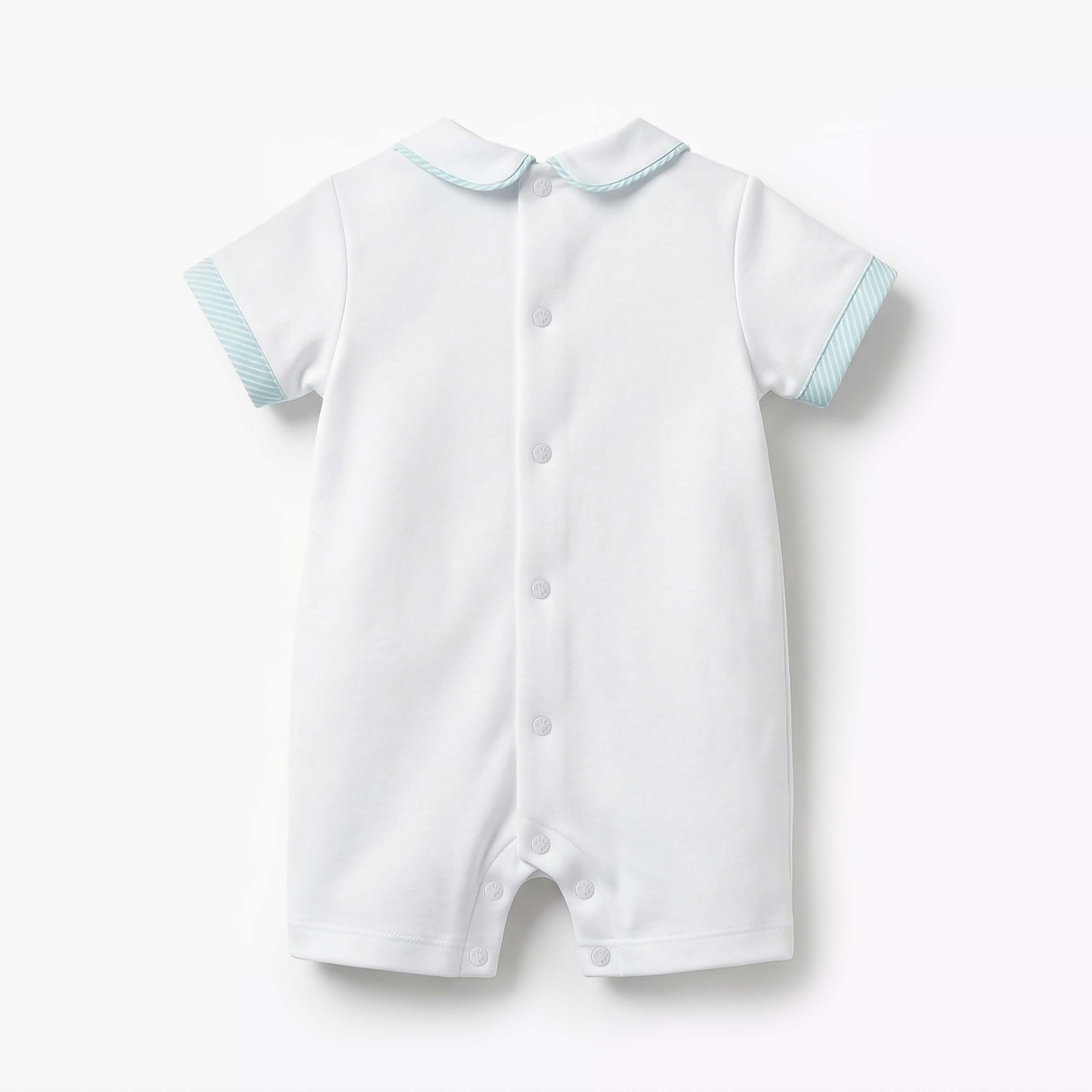 Giggles Peter Pan Collar Short Sleeves Romper with Stripes-baby-boys-clothing-rompers-image-2