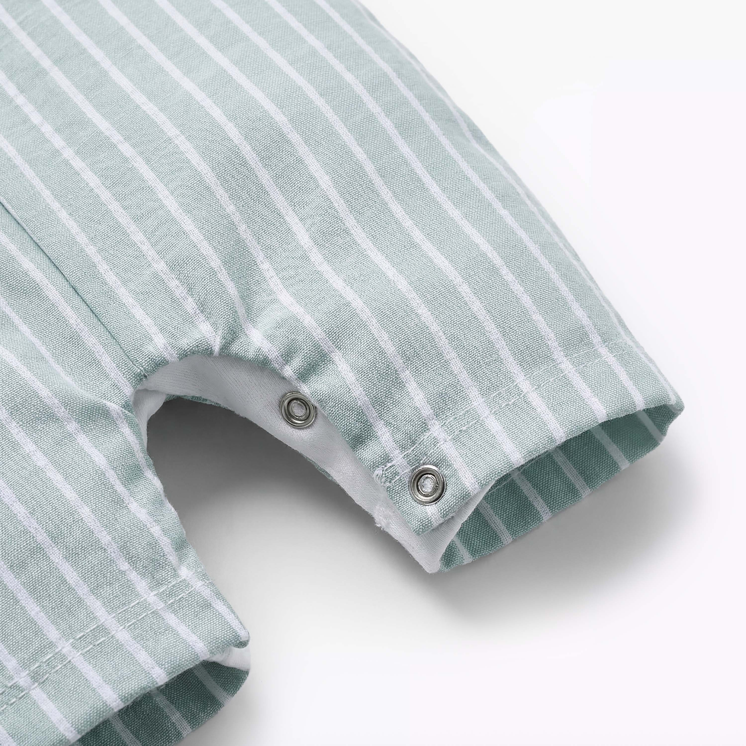Giggles Peter Pan Collar Short Sleeves Romper with Stripes-baby-boys-clothing-rompers-image-4