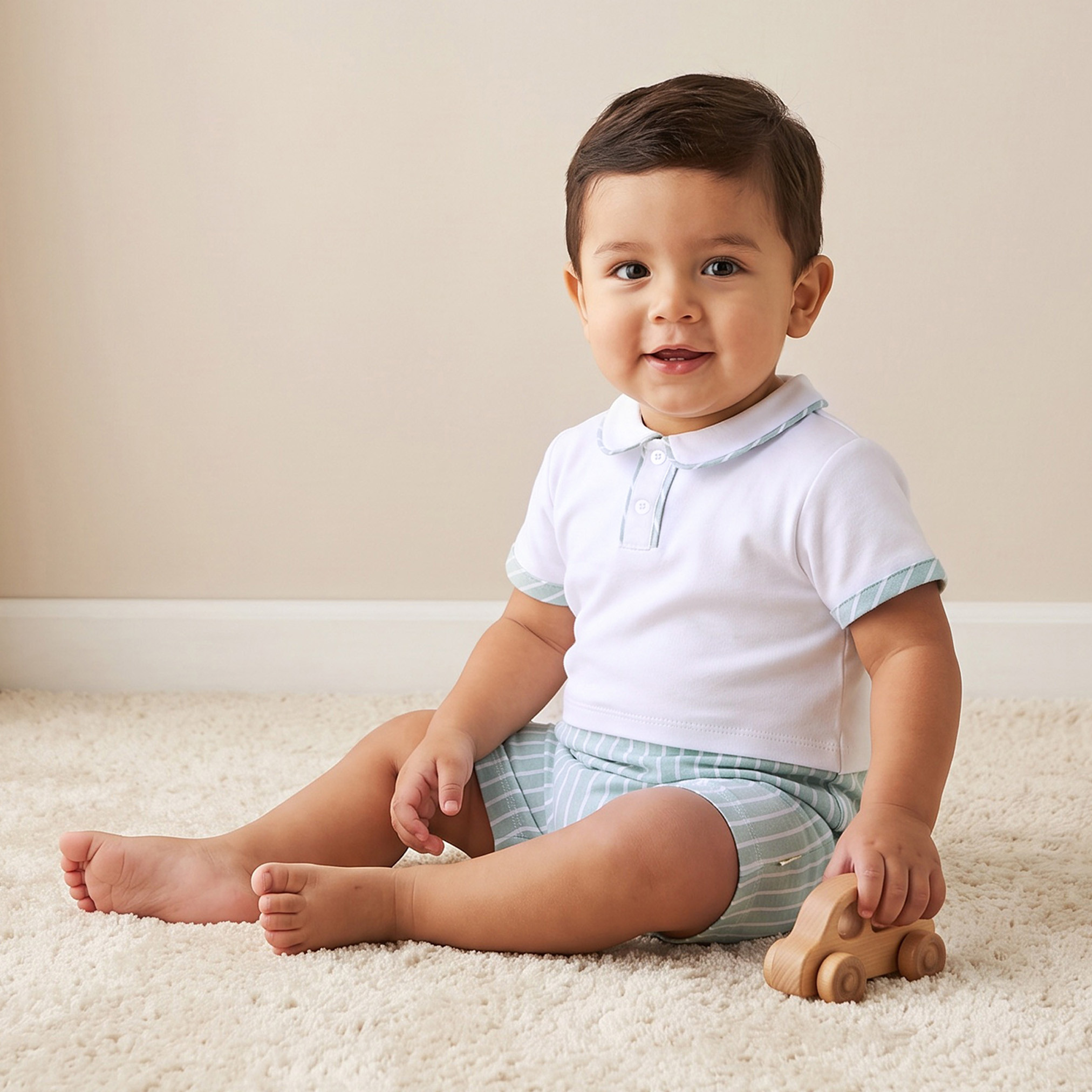 أفرول بأكمام قصيرة وياقة بيتر بان مخططة من جيجلز-baby-boys-clothing-rompers-image-1