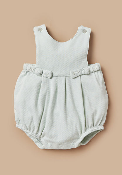 Giggles Textured Sleeveless Romper with Bow Accent-Rompers%2C Dungarees and Jumpsuits-image-0
