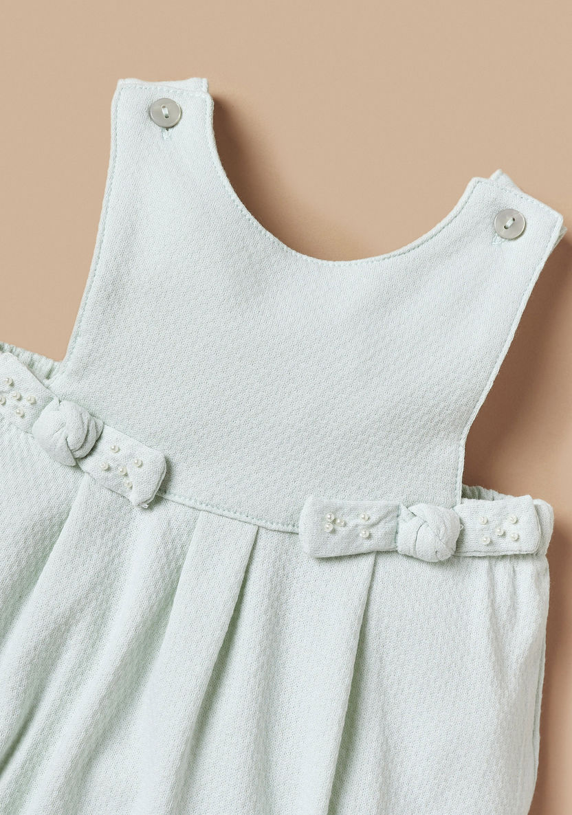 Giggles Textured Sleeveless Romper with Bow Accent-Rompers%2C Dungarees and Jumpsuits-image-1