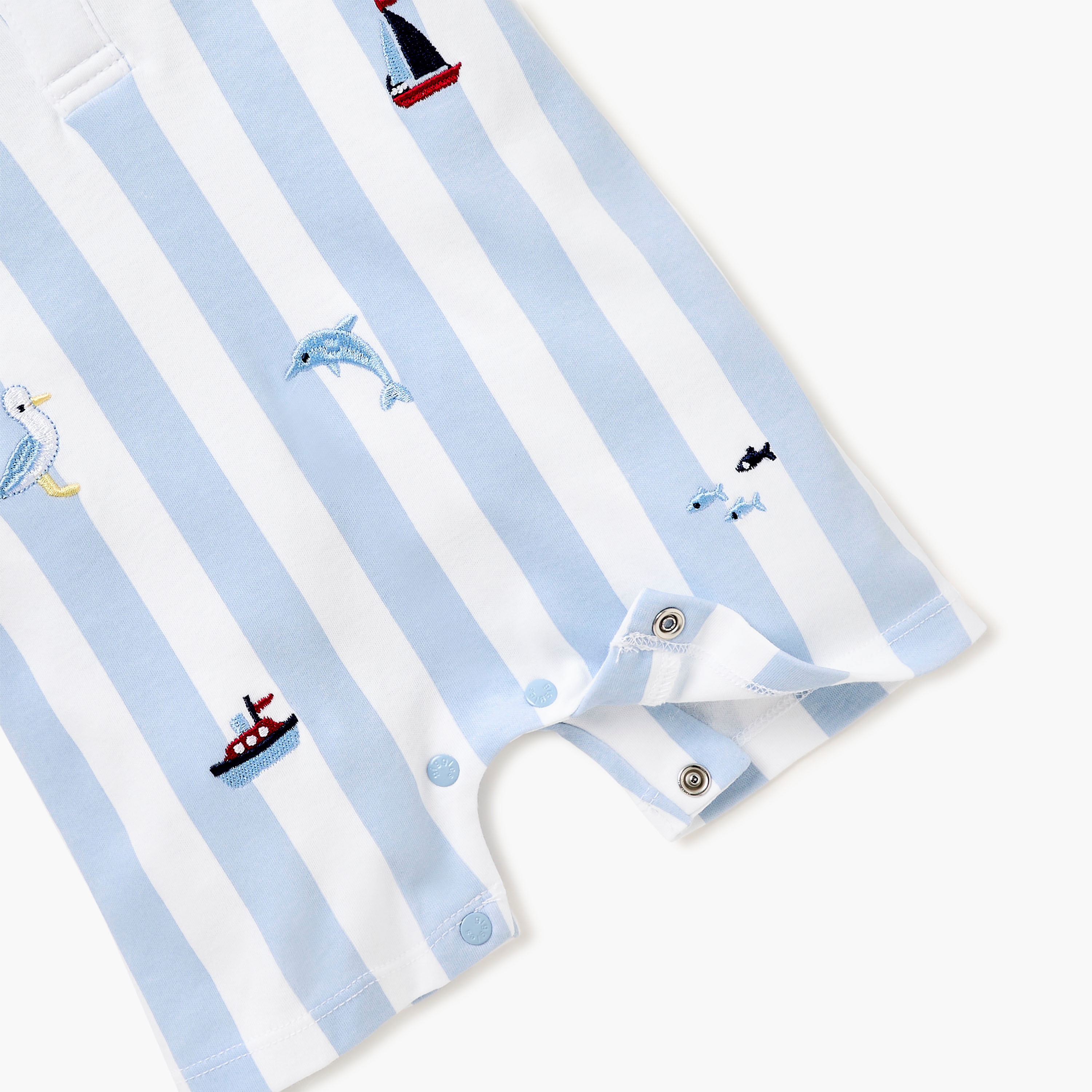 Giggles Striped Cotton Romper with Short Sleeves-baby-boys-clothing-rompers-image-4