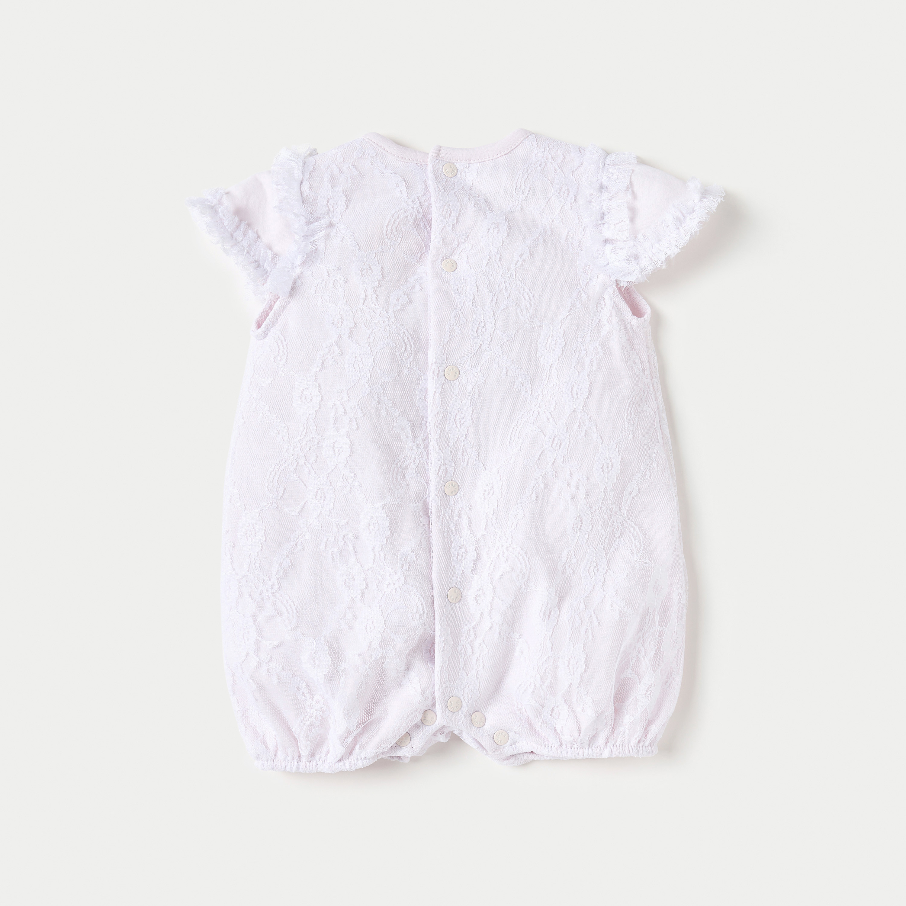 أفرول قطن بارز الملمس بأكمام قصيرة وأزهار دانتيل من جيجلز-baby-girls-clothing-rompers-image-4