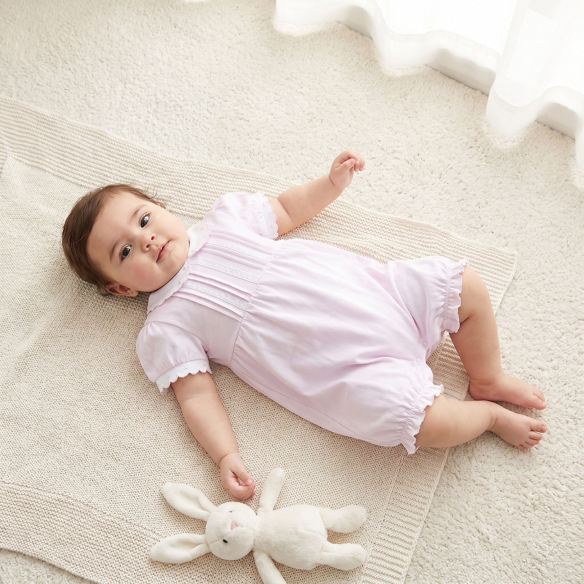 Giggles Collared Short Sleeves Romper with Snap Button Closure-baby-girls-clothing-rompers-image-1