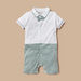 Giggles Textured Romper with Collar and Bow Applique Detail-Rompers%2C Dungarees and Jumpsuits-thumbnail-0