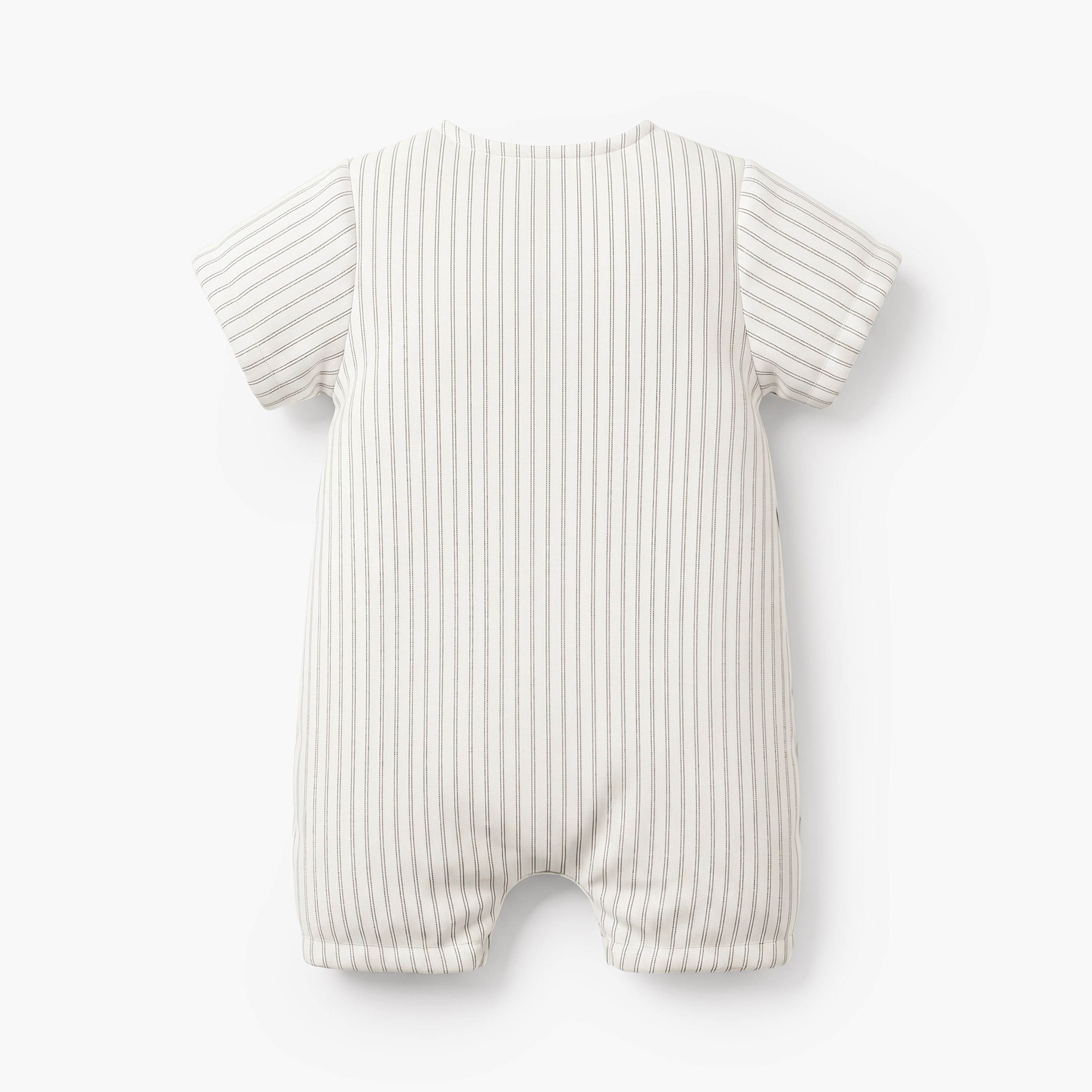 Giggles Collared Short Sleeves Romper with Striped Design-baby-boys-clothing-rompers-image-3