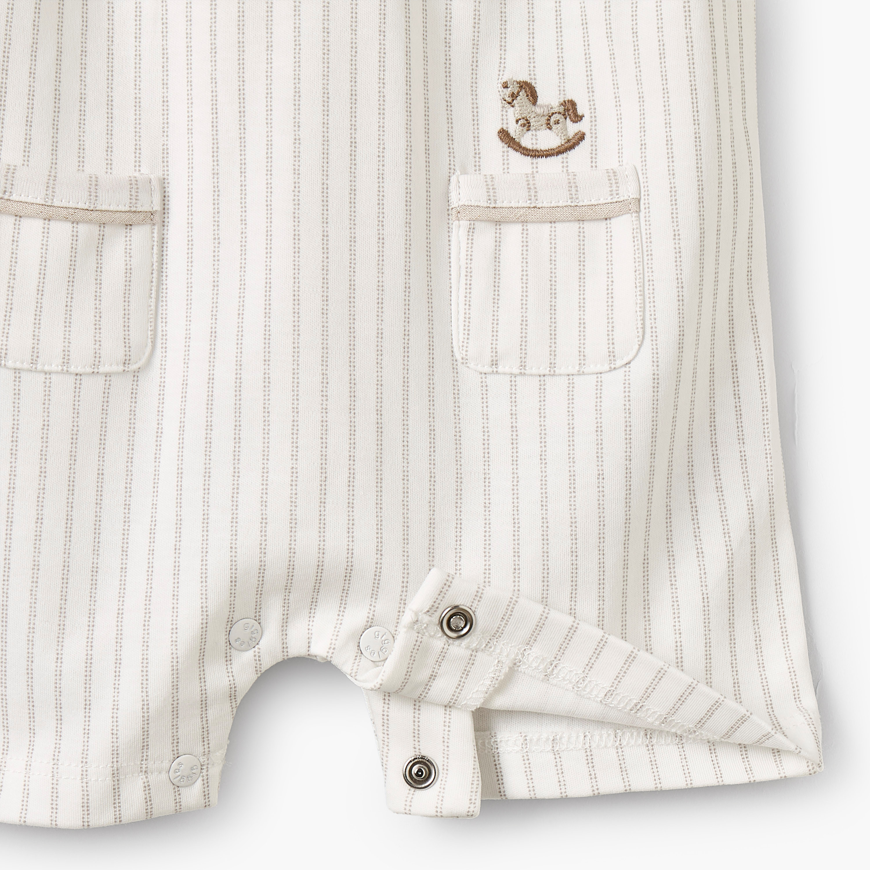 Giggles Collared Short Sleeves Romper with Striped Design-baby-boys-clothing-rompers-image-5