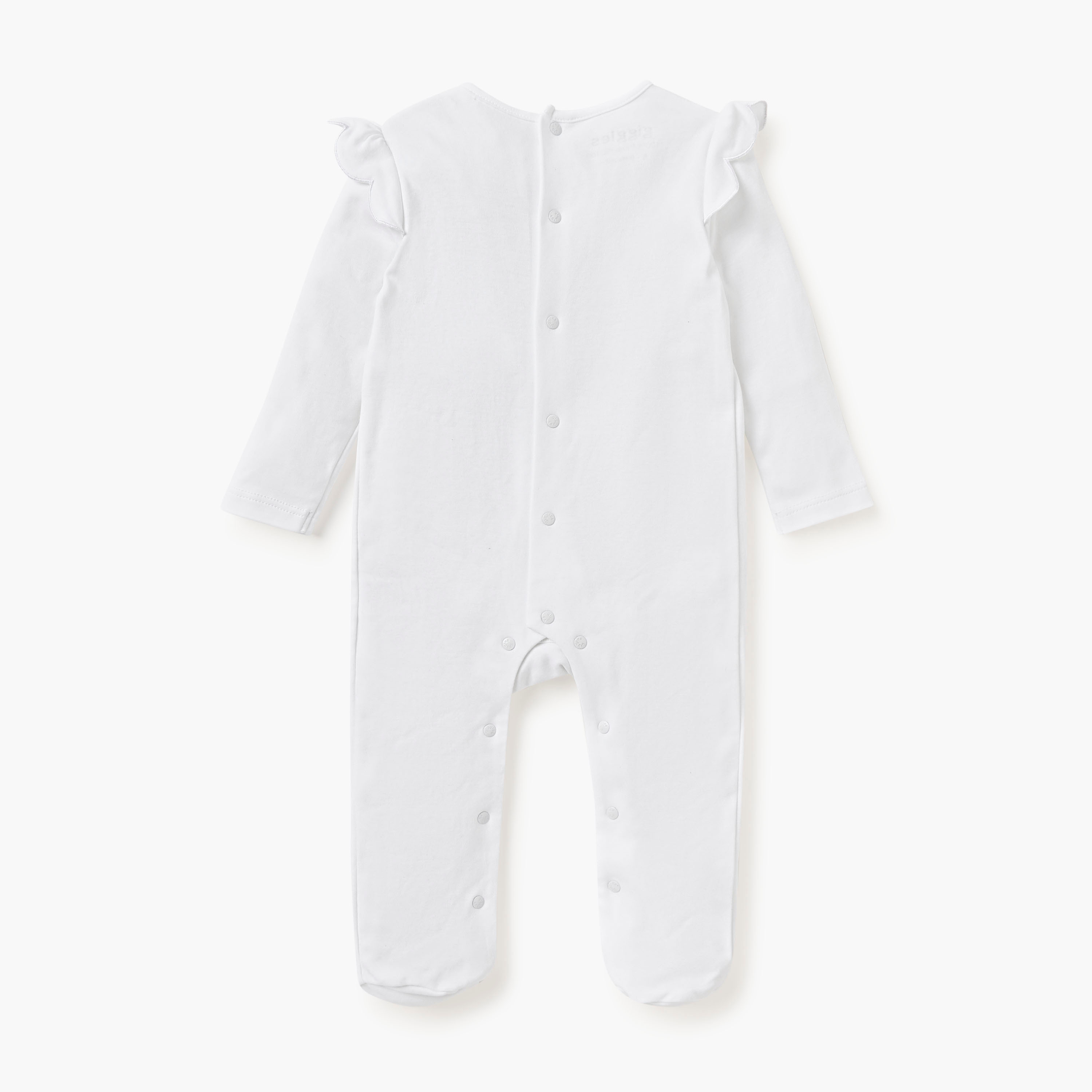 Giggles Flower Embroidered Closed Feet Sleepsuit with Button Closure-baby-girls-clothing-nightwear-sleepsuits-image-2