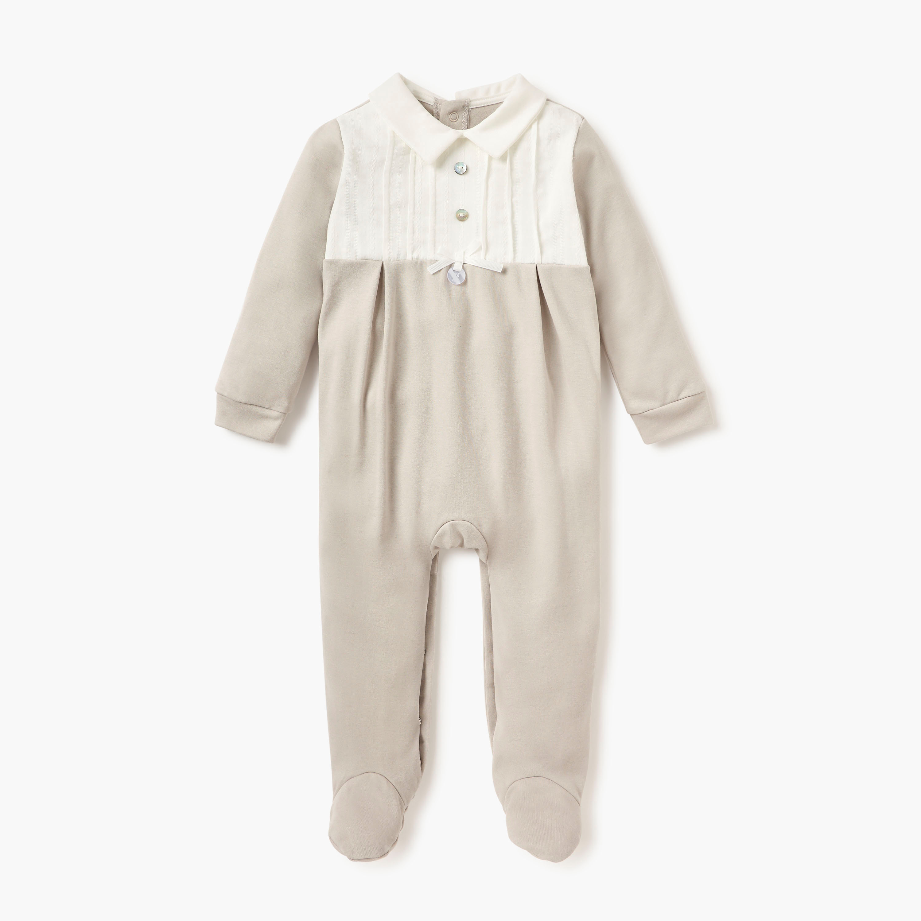 Giggles Colourblock Closed Feet Sleepsuit with Button Closure and Collared Neckline-baby-boys-clothing-nightwear-sleepsuits-image-1
