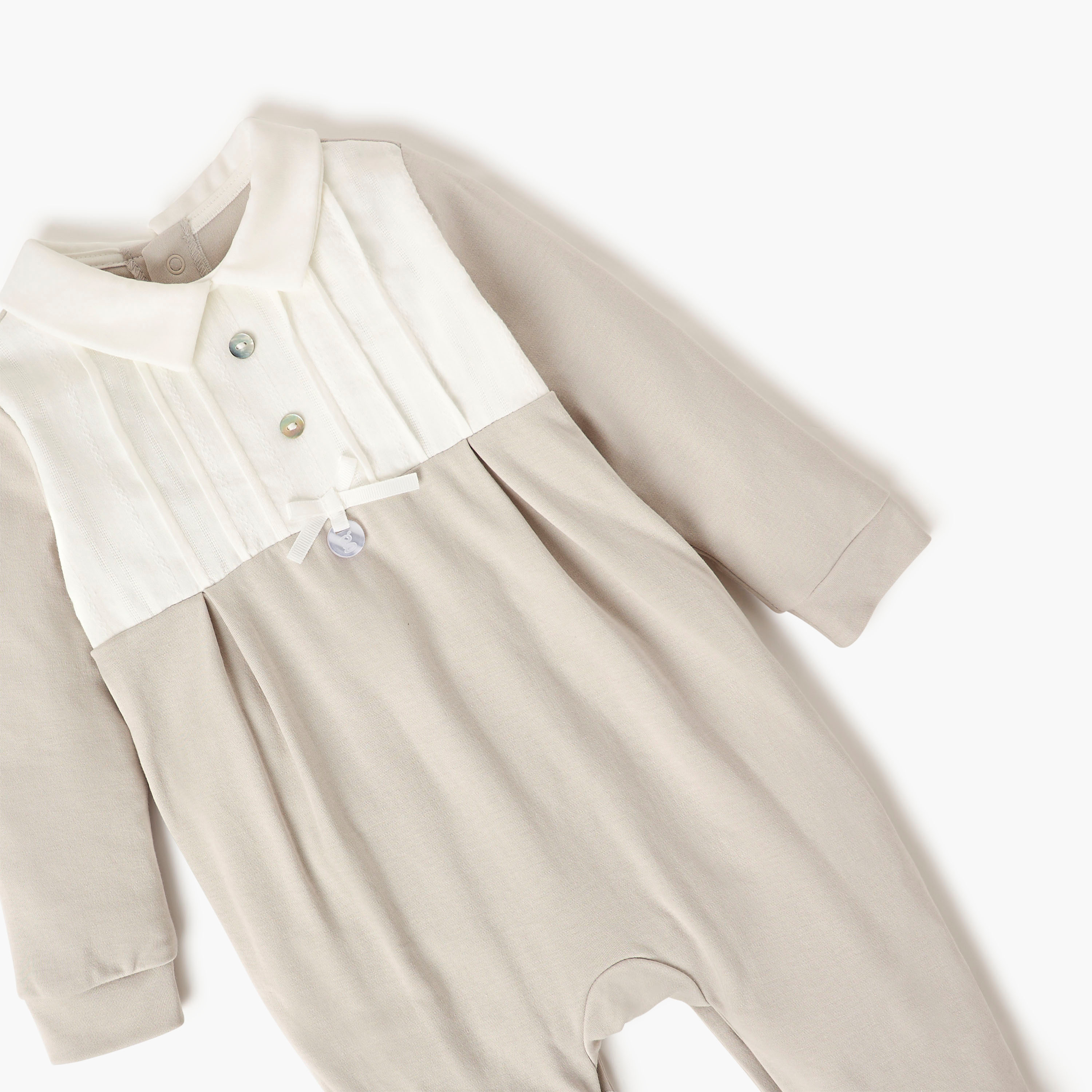 Giggles Colourblock Closed Feet Sleepsuit with Button Closure and Collared Neckline-baby-boys-clothing-nightwear-sleepsuits-image-3