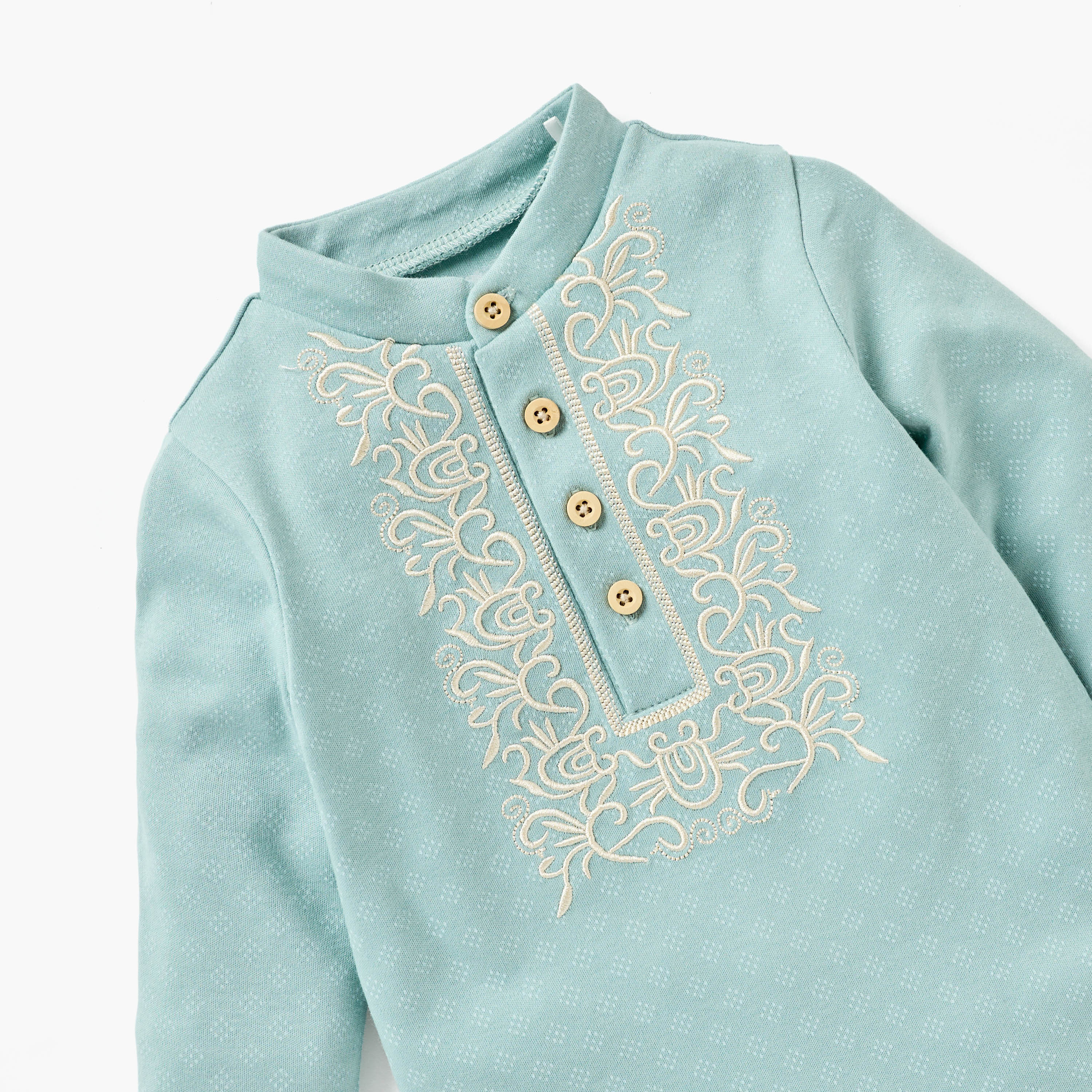 Giggles Embroidered Closed Feet Sleepsuit with Long Sleeves-baby-girls-clothing-nightwear-sleepsuits-image-3