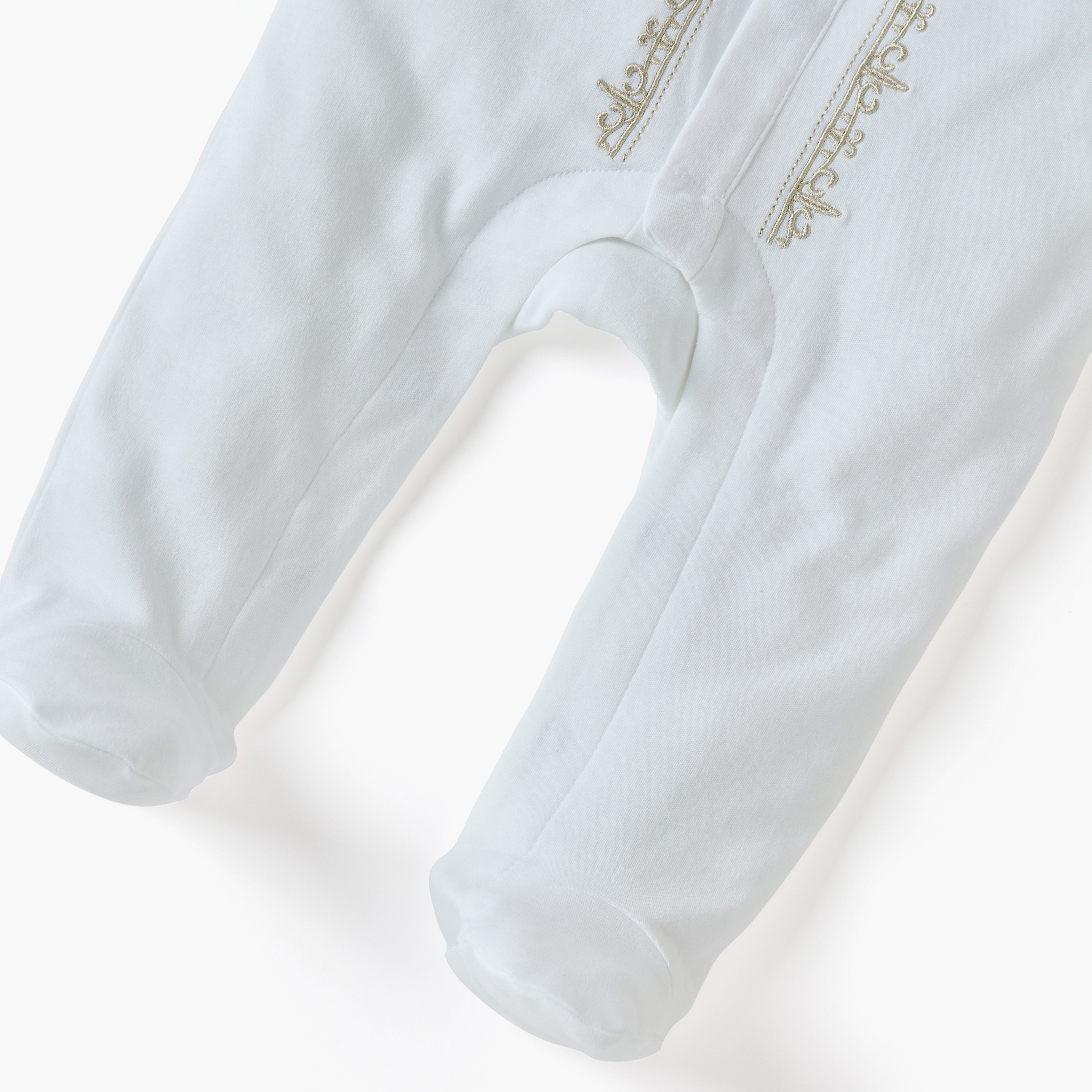Giggles Embroidered Closed Feet Sleepsuit with Button Closure and Long Sleeves-baby-girls-clothing-nightwear-sleepsuits-image-3