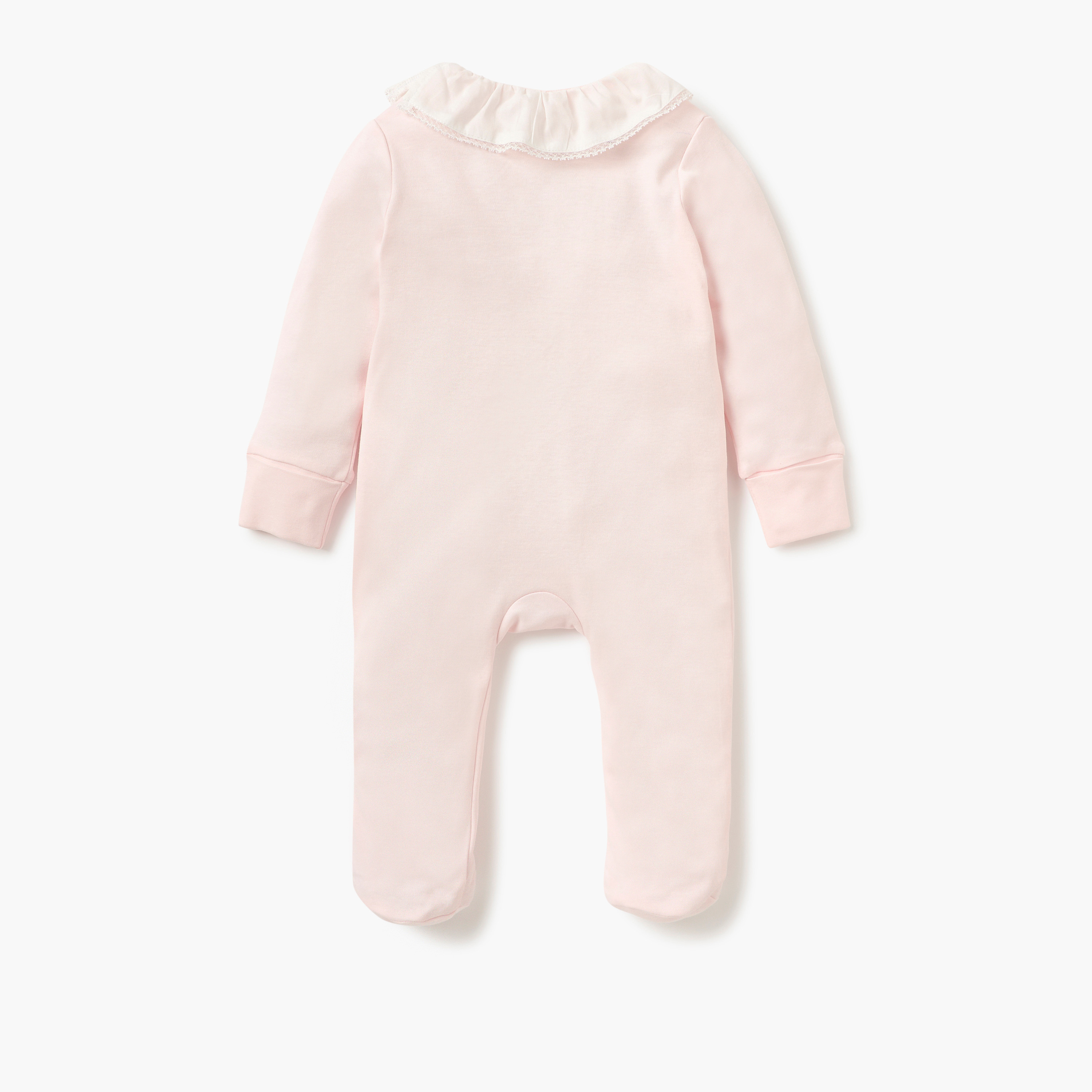 Giggles Embroidered Closed Feet Sleepsuit with Button Closure-baby-girls-clothing-nightwear-sleepsuits-image-2