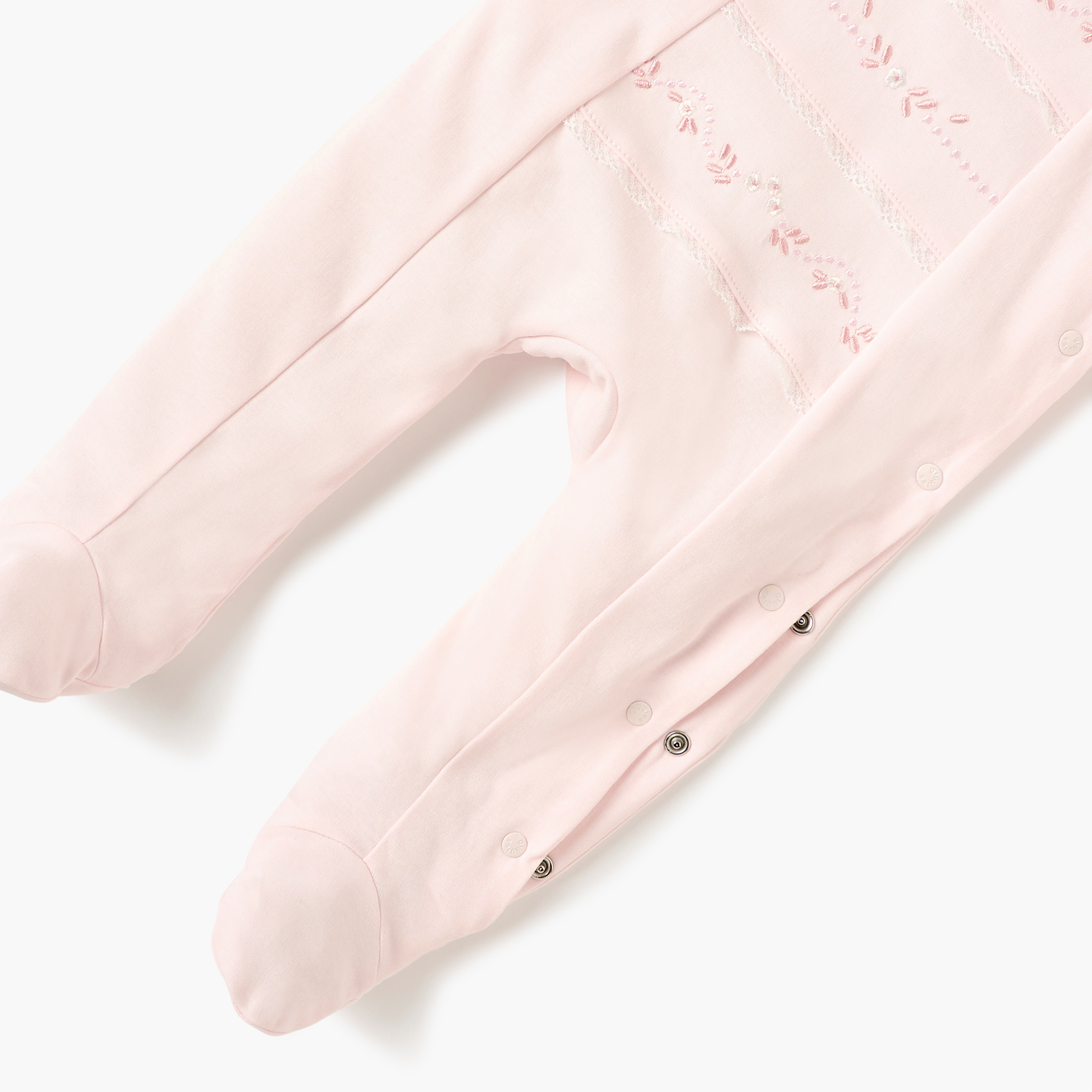 Giggles Embroidered Closed Feet Sleepsuit with Button Closure-baby-girls-clothing-nightwear-sleepsuits-image-4