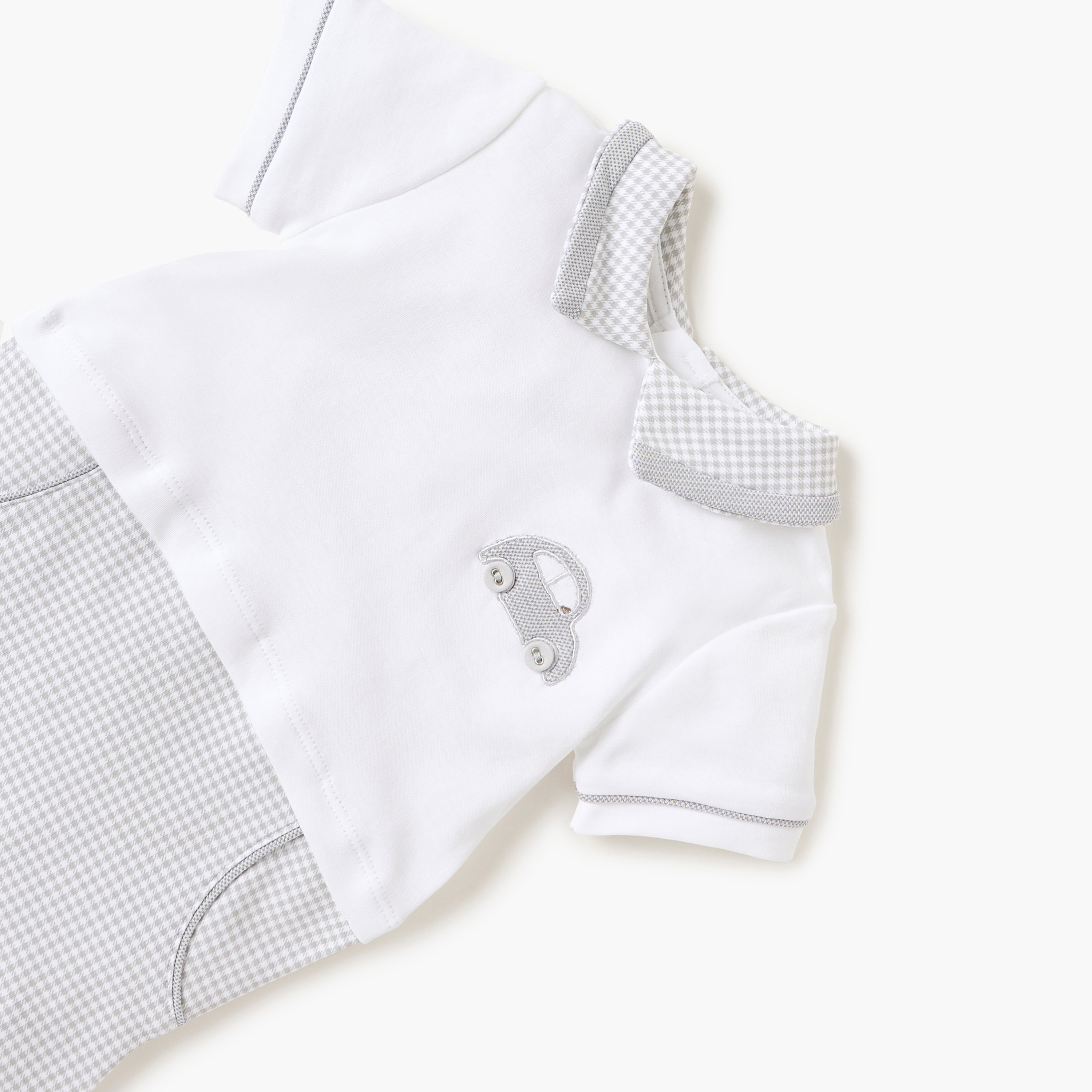 Giggles Car Embroidered Romper with Collared Neckline and Button Closure-baby-boys-clothing-rompers-image-3