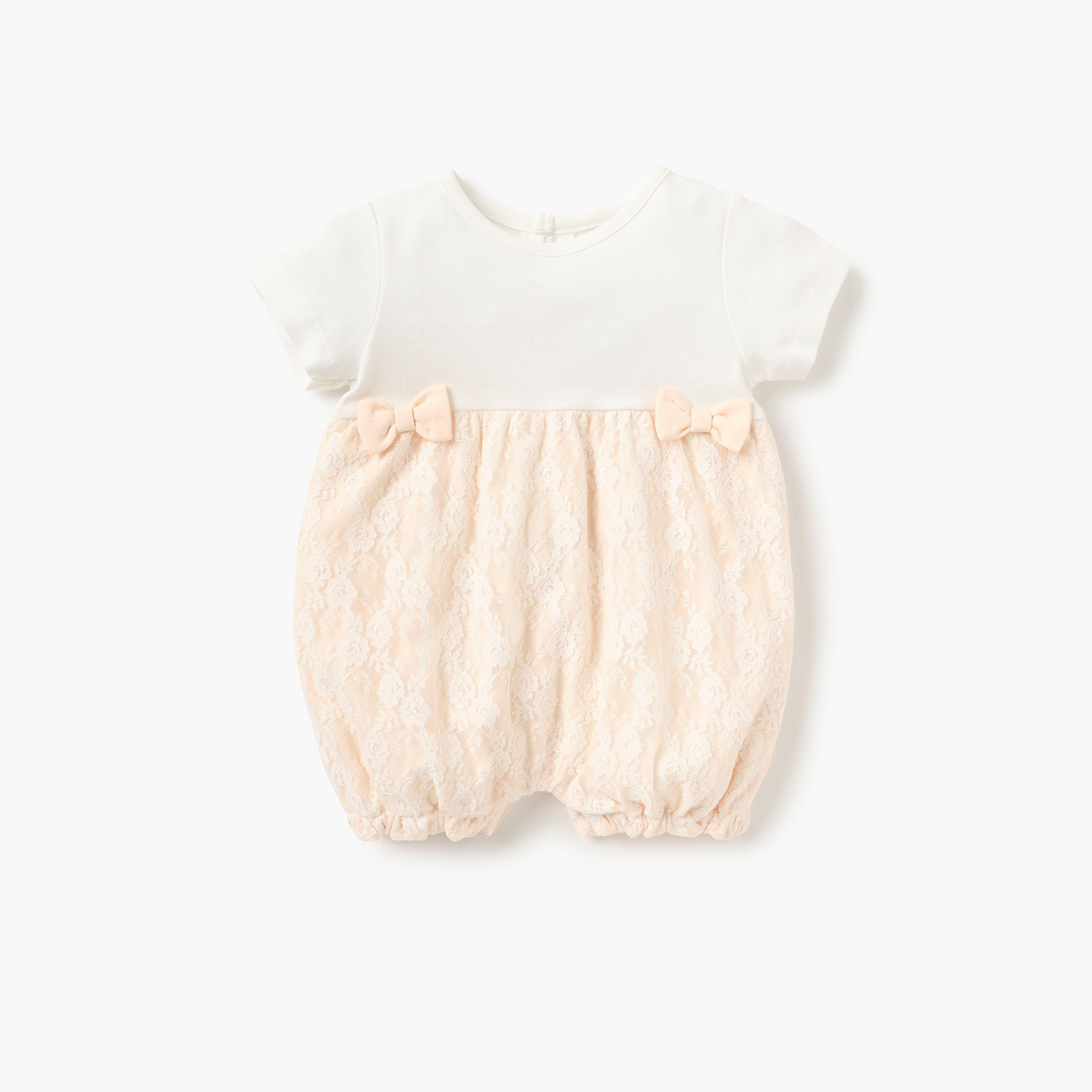 أفرول بارز الملمس بأكمام قصيرة وأزرار إغلاق من جيجلز-baby-girls-clothing-rompers-image-1