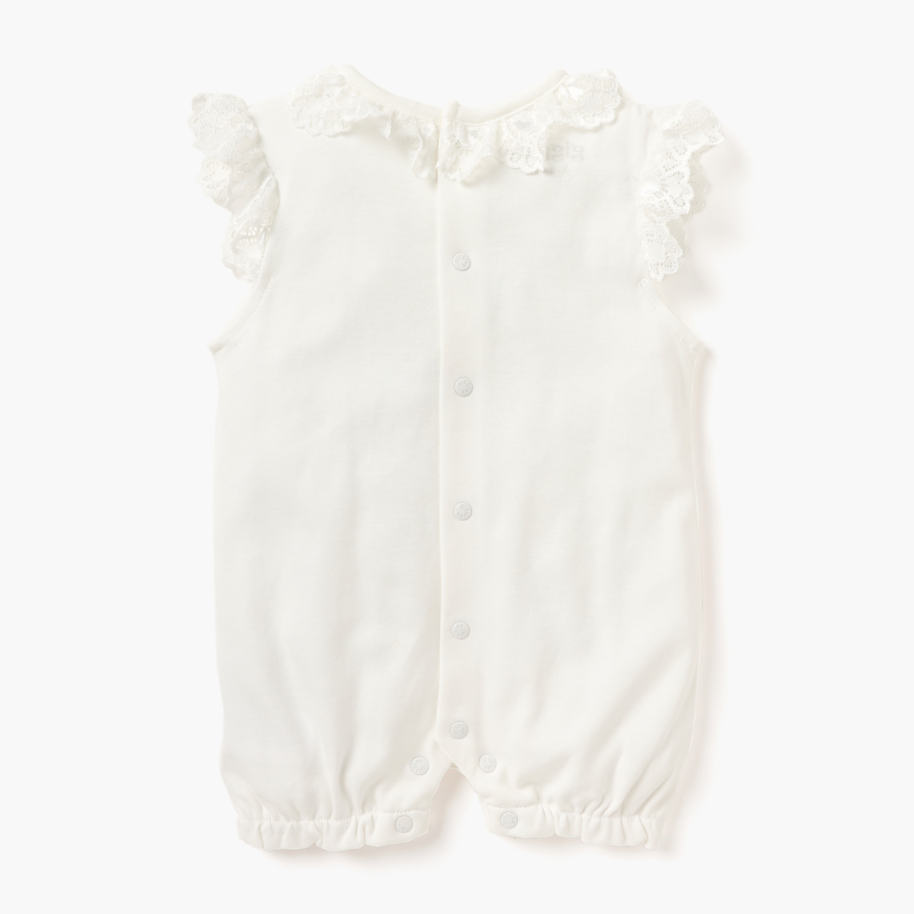 أفرول بأكمام قصيرة وفيونكة وتفاصيل دانتيل من ججيلز-baby-girls-clothing-rompers-image-3