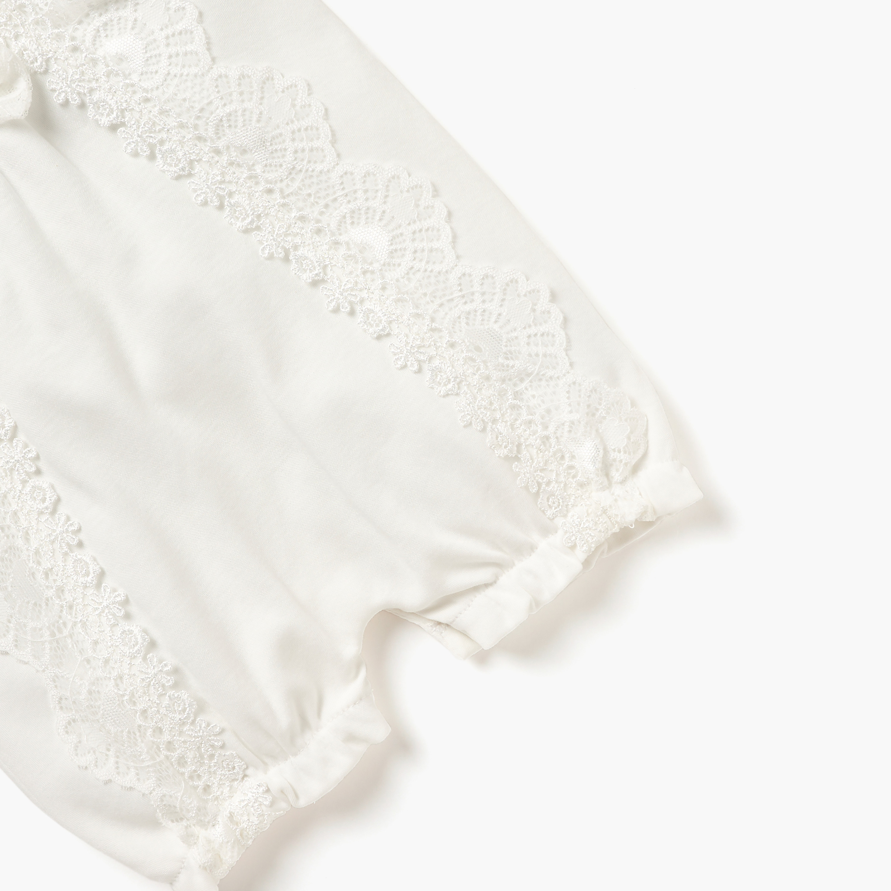 أفرول بأكمام قصيرة وفيونكة وتفاصيل دانتيل من ججيلز-baby-girls-clothing-rompers-image-1