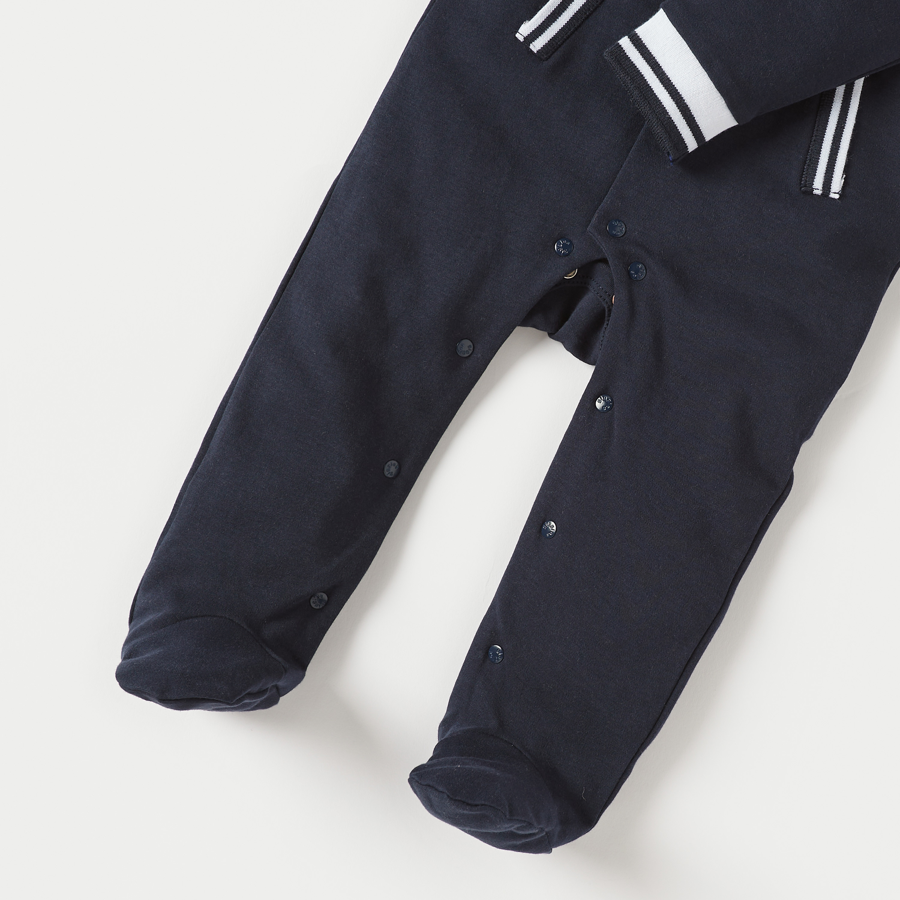 Giggles Solid Sleepsuit with Striped Collar and Cuffs-baby-boys-clothing-nightwear-sleepsuits-image-4