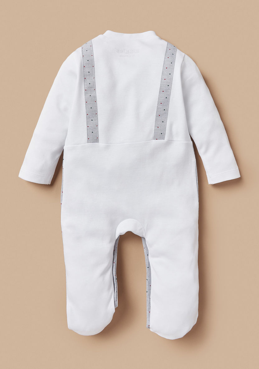 Giggles Printed Sleepsuit with Bow and Suspenders Applique-Sleepsuits-image-3