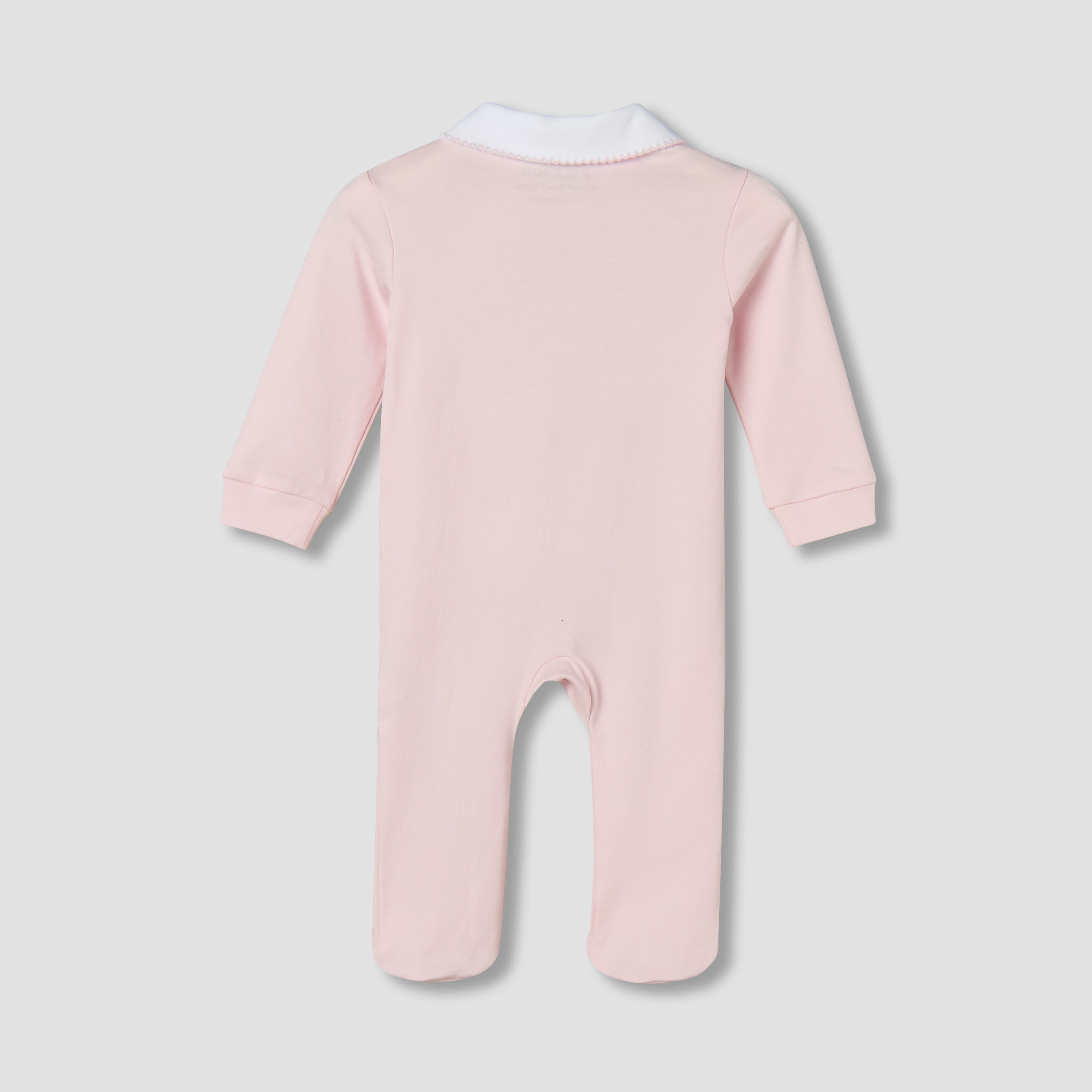 Giggles Supima Cotton Peter Pan Collar Long Sleeves Sleepsuit with Bunny Embroidery-baby-girls-clothing-nightwear-sleepsuits-image-2