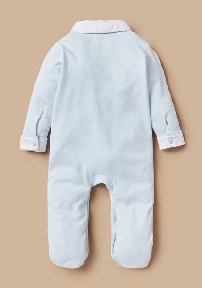 Giggles Solid Sleepsuit with Collar and Long Sleeves-Sleepsuits-image-3