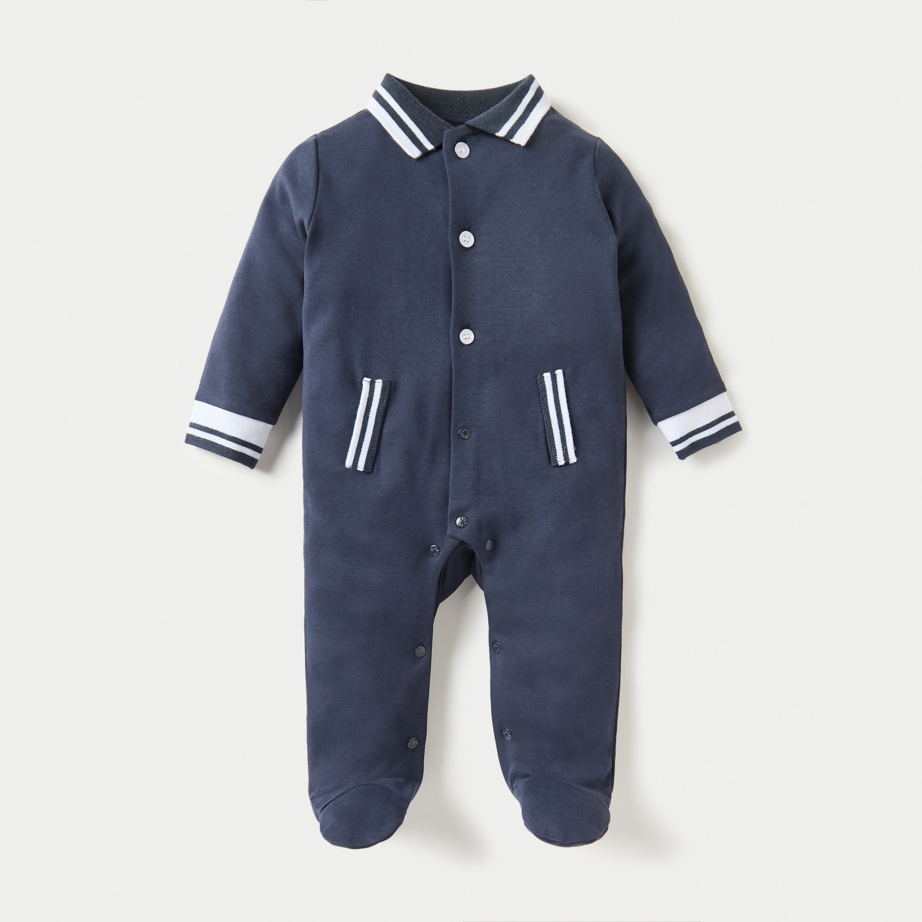 بدلة نوم سادة مغلقة القدمين بأكمام طويلة من جيجلز-baby-boys-clothing-nightwear-sleepsuits-image-1