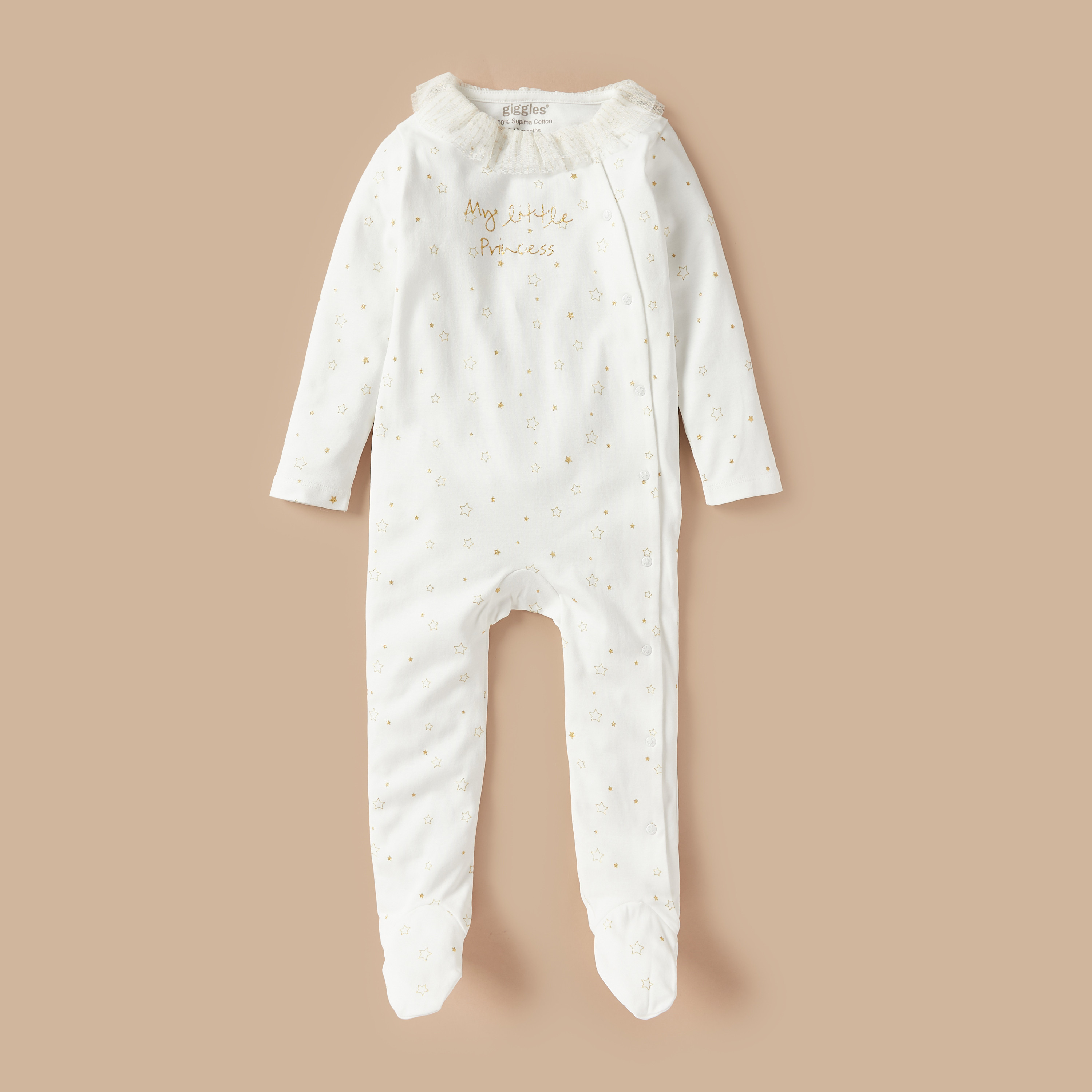 White babygrow with store collar