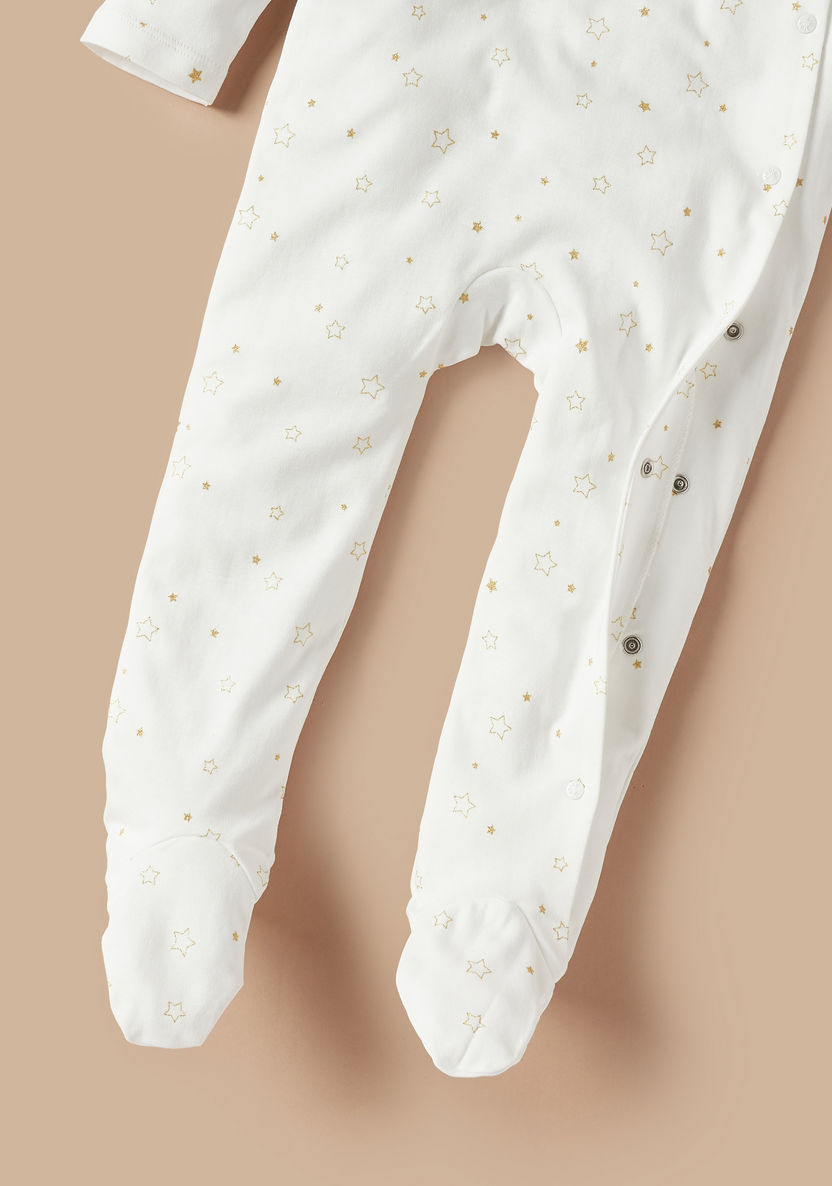 Giggles All-Over Star Print Sleepsuit with Ruffle Collar and Long Sleeves-Sleepsuits-image-3