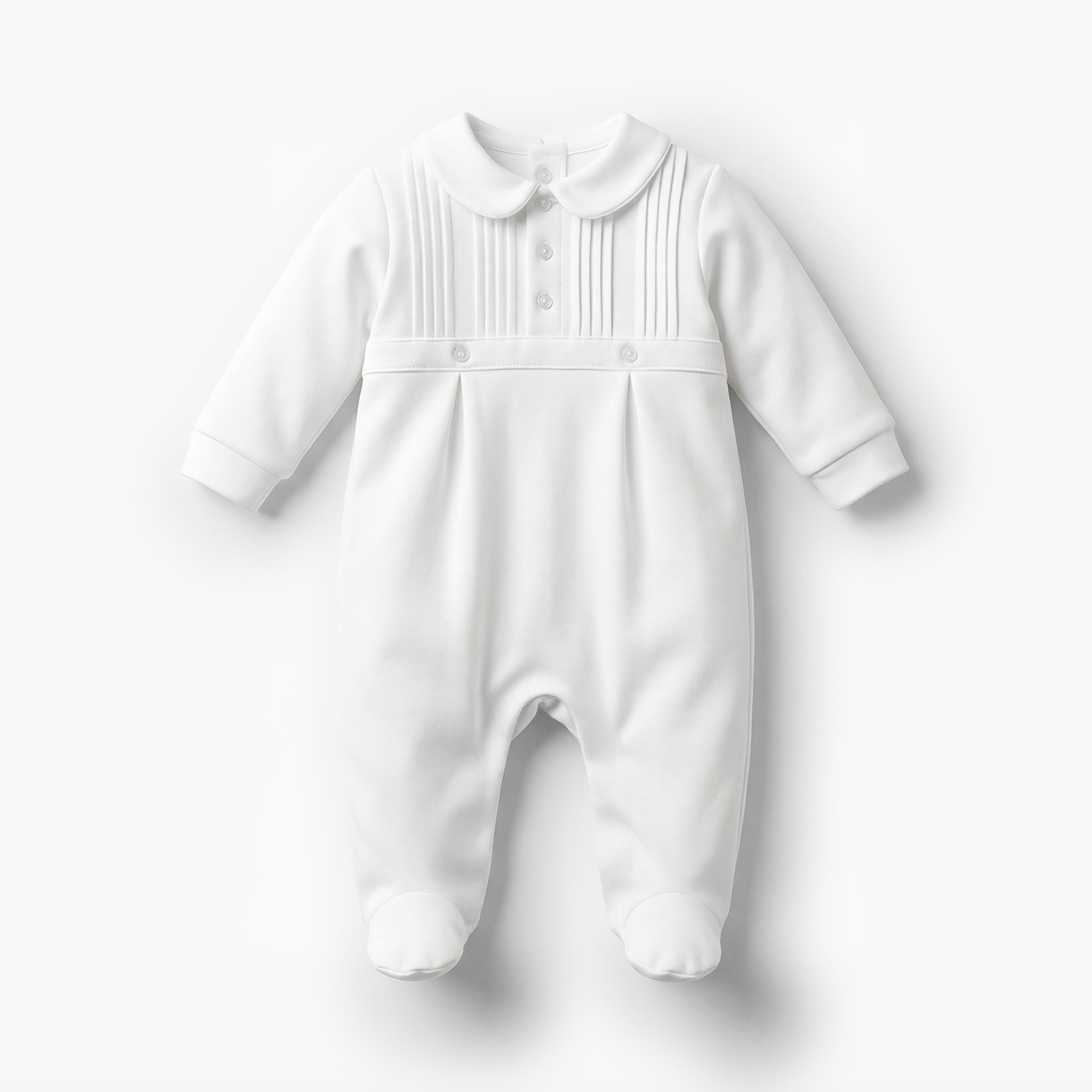 Giggles Cotton Peter Pan Collar Long Sleeves Sleepsuit with Pleated Detail-baby-boys-clothing-nightwear-sleepsuits-image-1