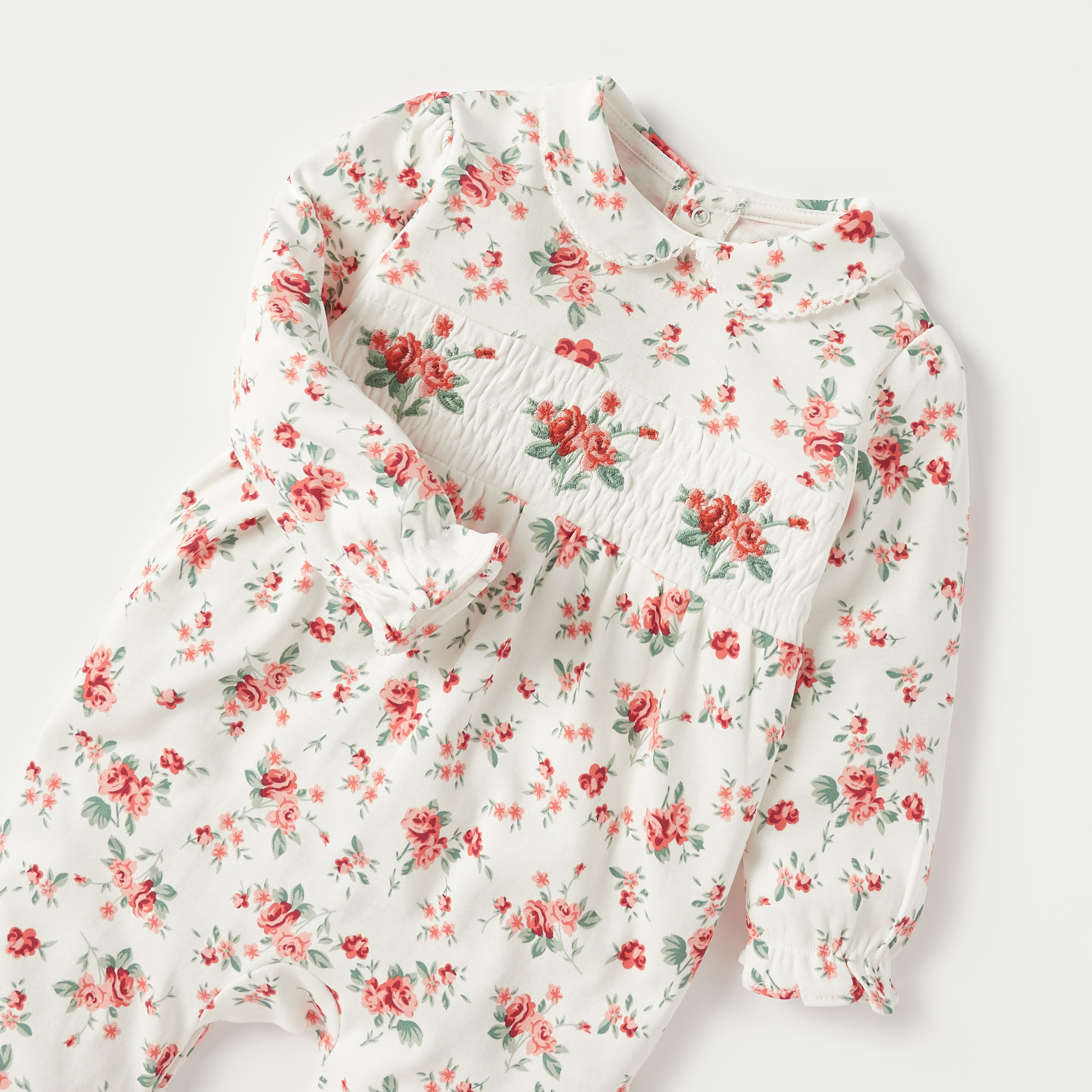 Giggles All-Over Floral Print Sleepsuit with Collar and Long Sleeves-baby-girls-clothing-nightwear-sleepsuits-image-3