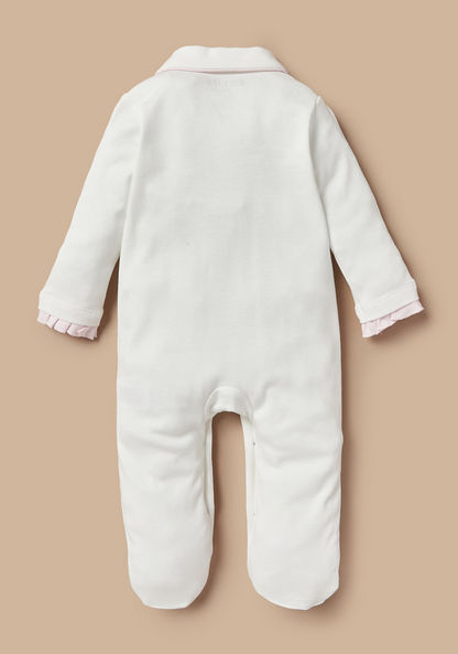 Giggles Floral Embroidered Sleepsuit with Collar and Applique Detail-Sleepsuits-image-3