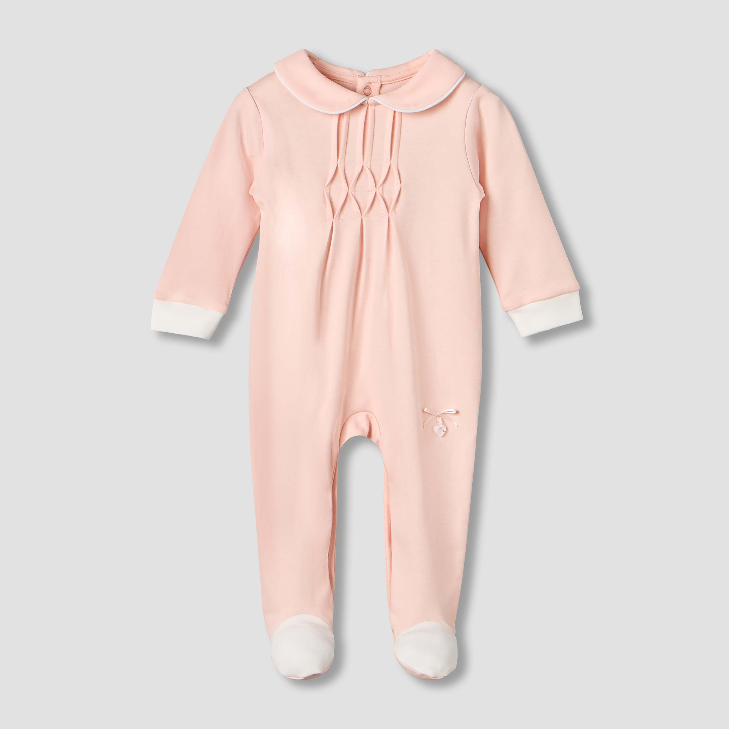 Giggles Peter Pan Collar Long Sleeves Sleepsuit with Pintuck Detail-baby-girls-clothing-nightwear-sleepsuits-image-1