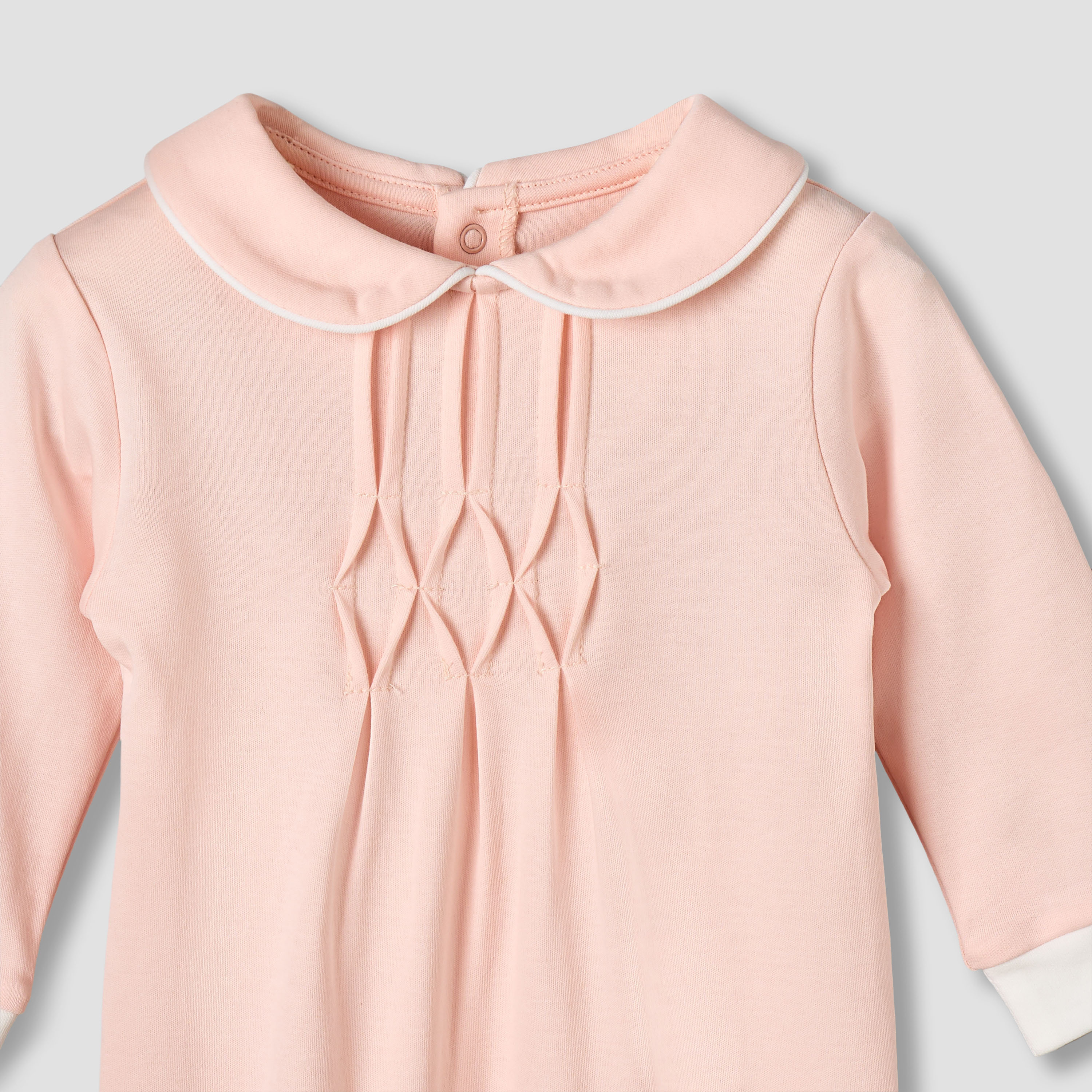 Giggles Peter Pan Collar Long Sleeves Sleepsuit with Pintuck Detail-baby-girls-clothing-nightwear-sleepsuits-image-3