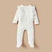 Giggles Lace Textured Sleepsuit with Long Sleeves and Ruffle Detail-Sleepsuits-thumbnailMobile-0