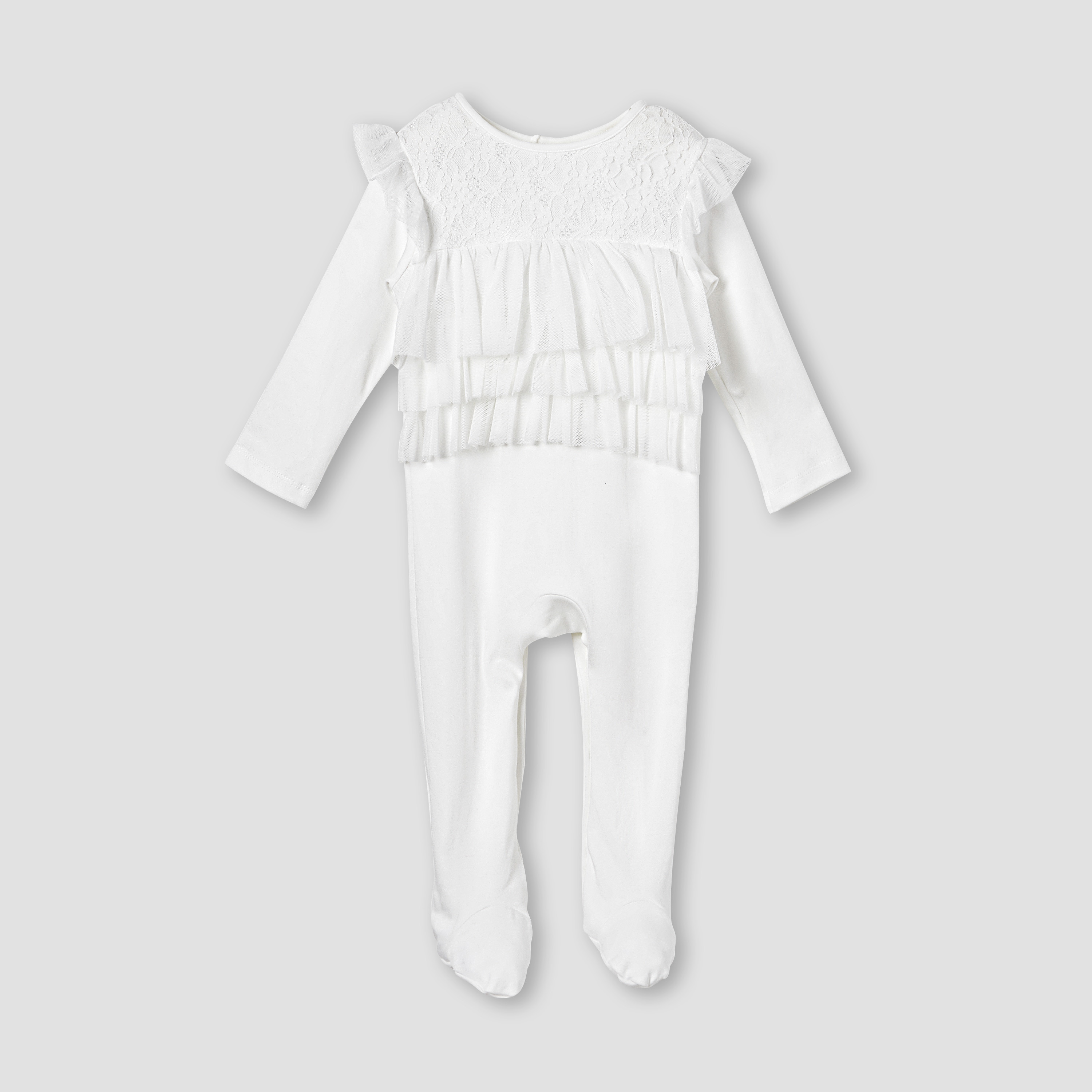 Giggles Ruffled Closed Feet Sleepsuit with Long Sleeves-baby-girls-clothing-nightwear-sleepsuits-image-1