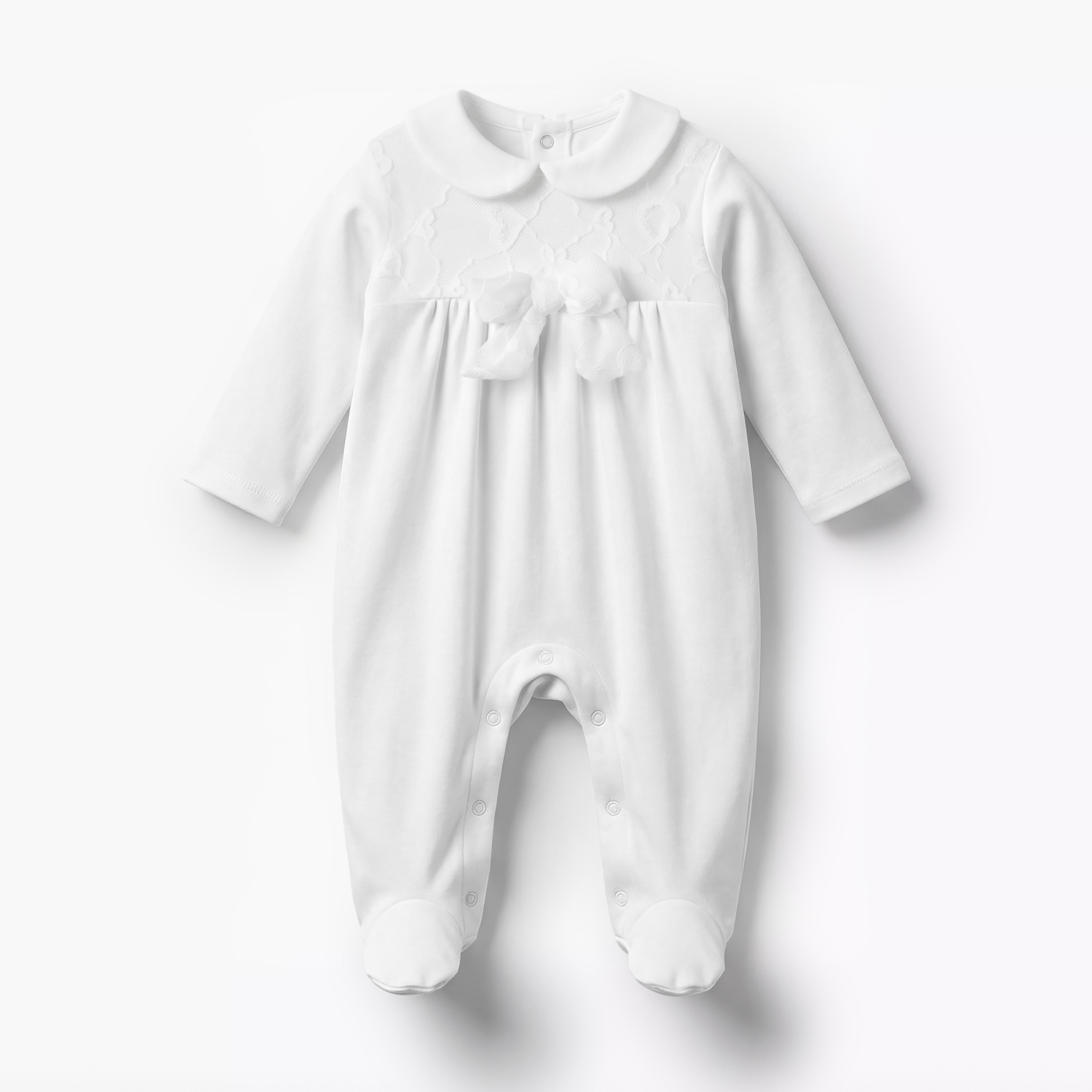 Giggles Peter Pan Collar Long Sleeves Sleepsuit with Lace Detail-baby-girls-clothing-nightwear-sleepsuits-image-1