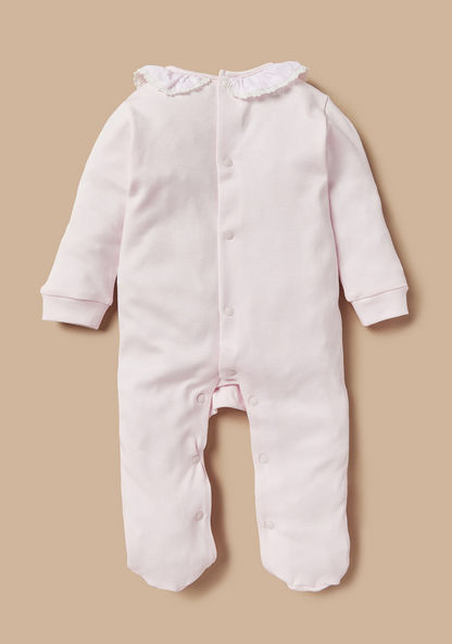 Giggles Studded Sleepsuit with Ruffled Collar and Bow Applique Detail-Sleepsuits-image-2